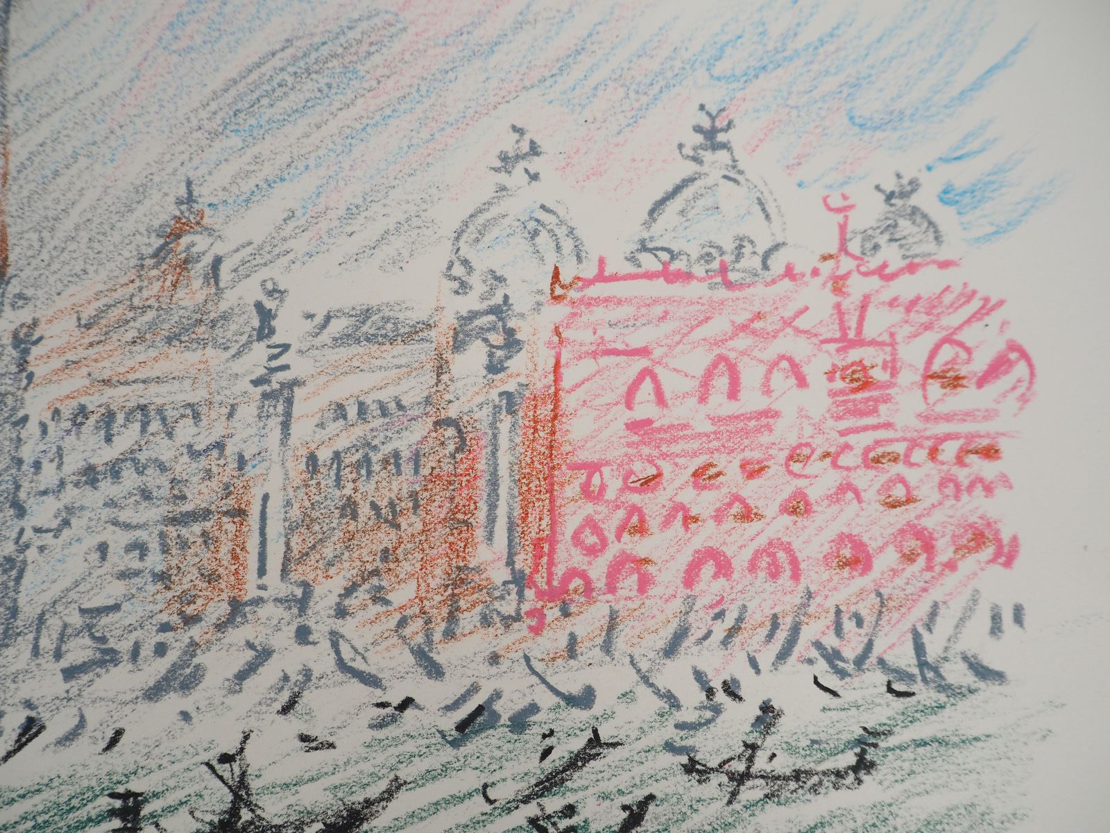 André Massonvenice : The Basin Of San Marco With Gondola   Original Handsigned Drawing photo vintage