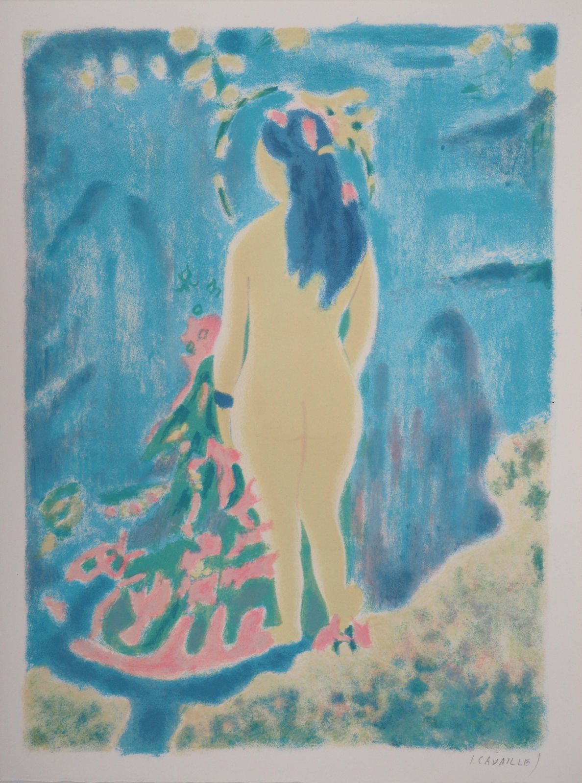 Jules Cavaillestribute To Cezanne : The Bather   Original Handsigned Lithograph1966