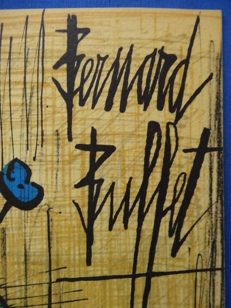 Bernard Buffetsmall Blue Primrose : Original Lithograph   Mourlot 19801980 photo furniture