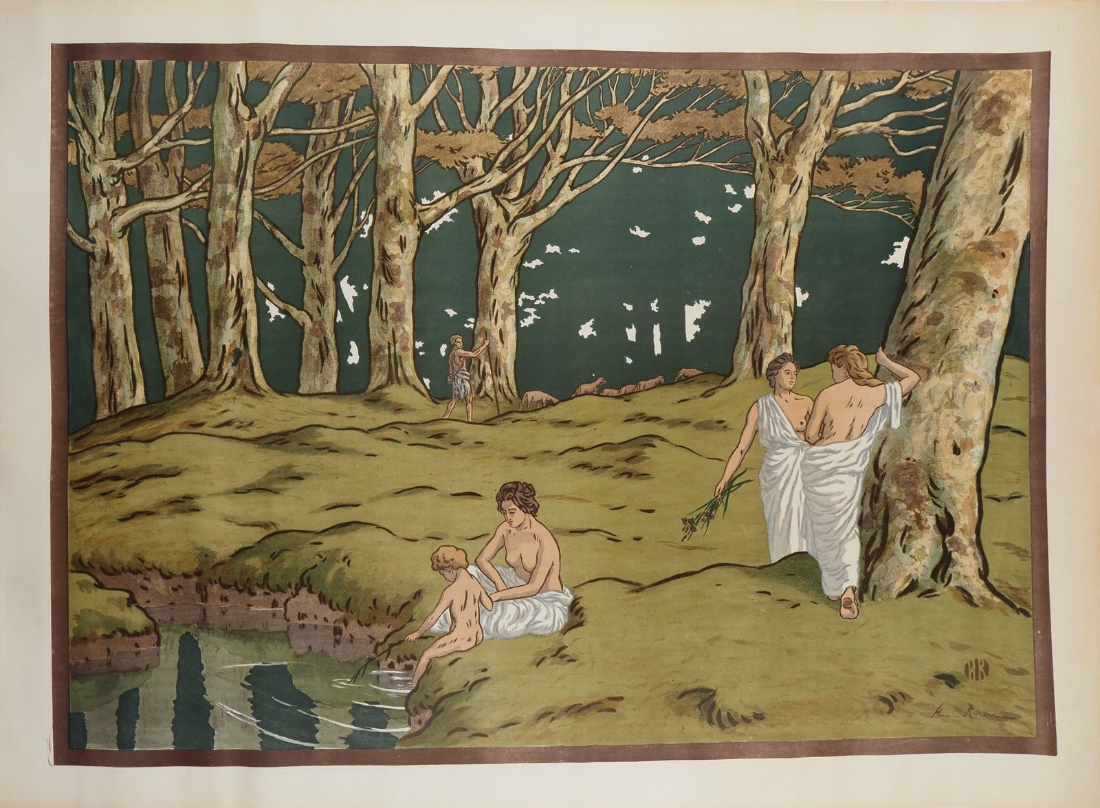 Henri Riviereart Nouveau : Golden Age, Peaceful Life In The Forrest   Original Lithograph1898