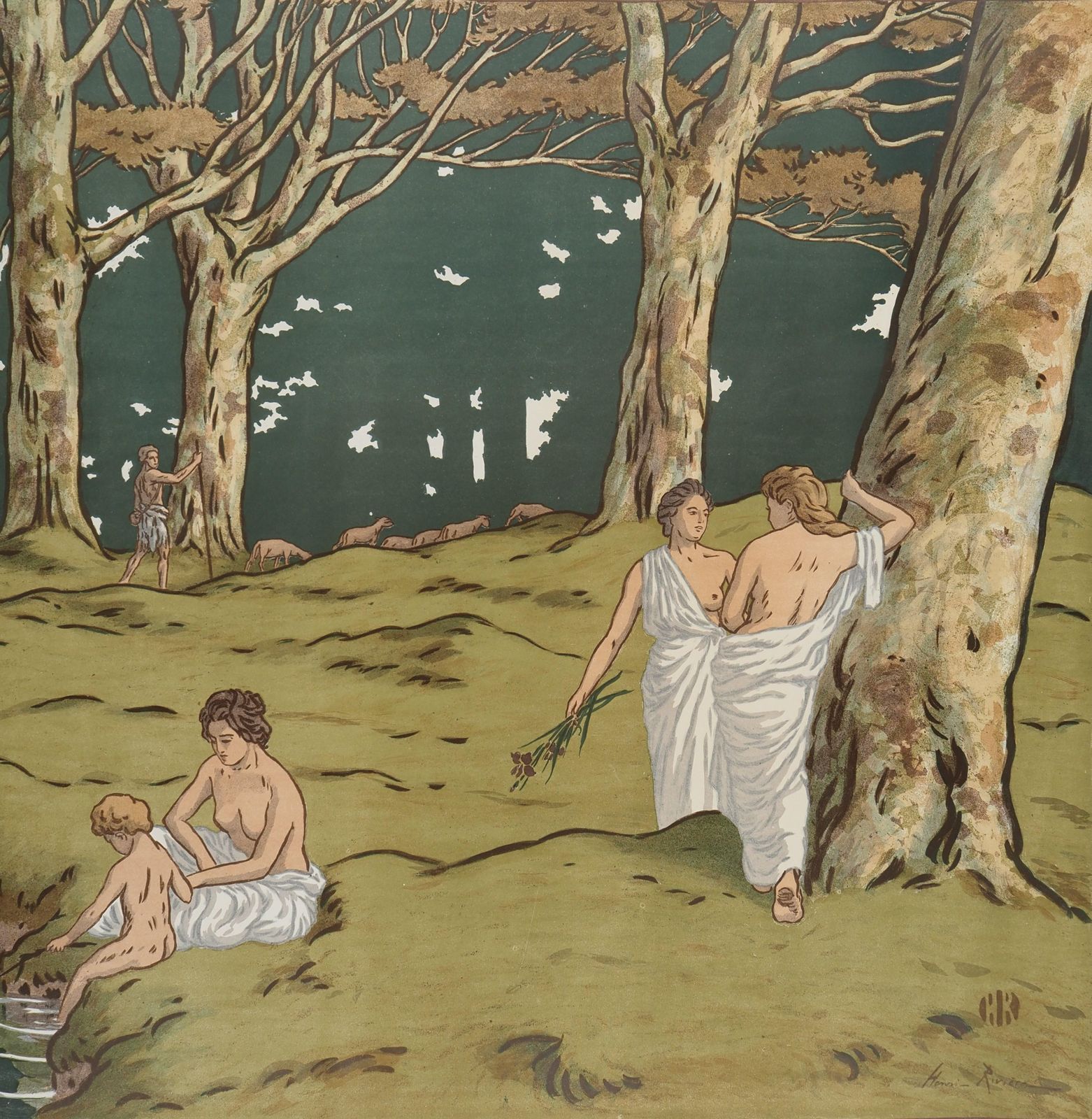 Henri Riviereart Nouveau : Golden Age, Peaceful Life In The Forrest   Original Lithograph1898 photo Art