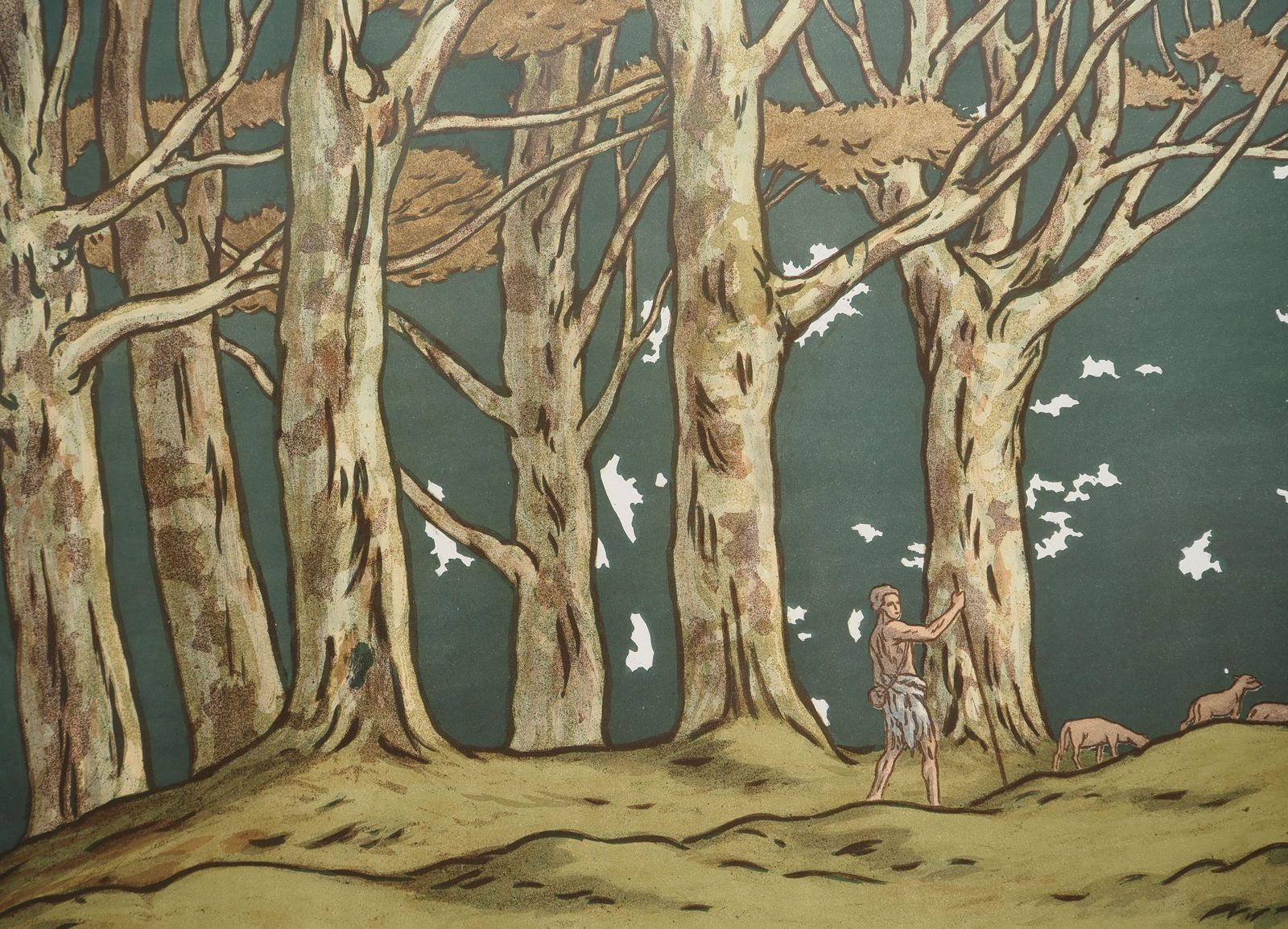 Henri Riviereart Nouveau : Golden Age, Peaceful Life In The Forrest   Original Lithograph1898 photo vinterior