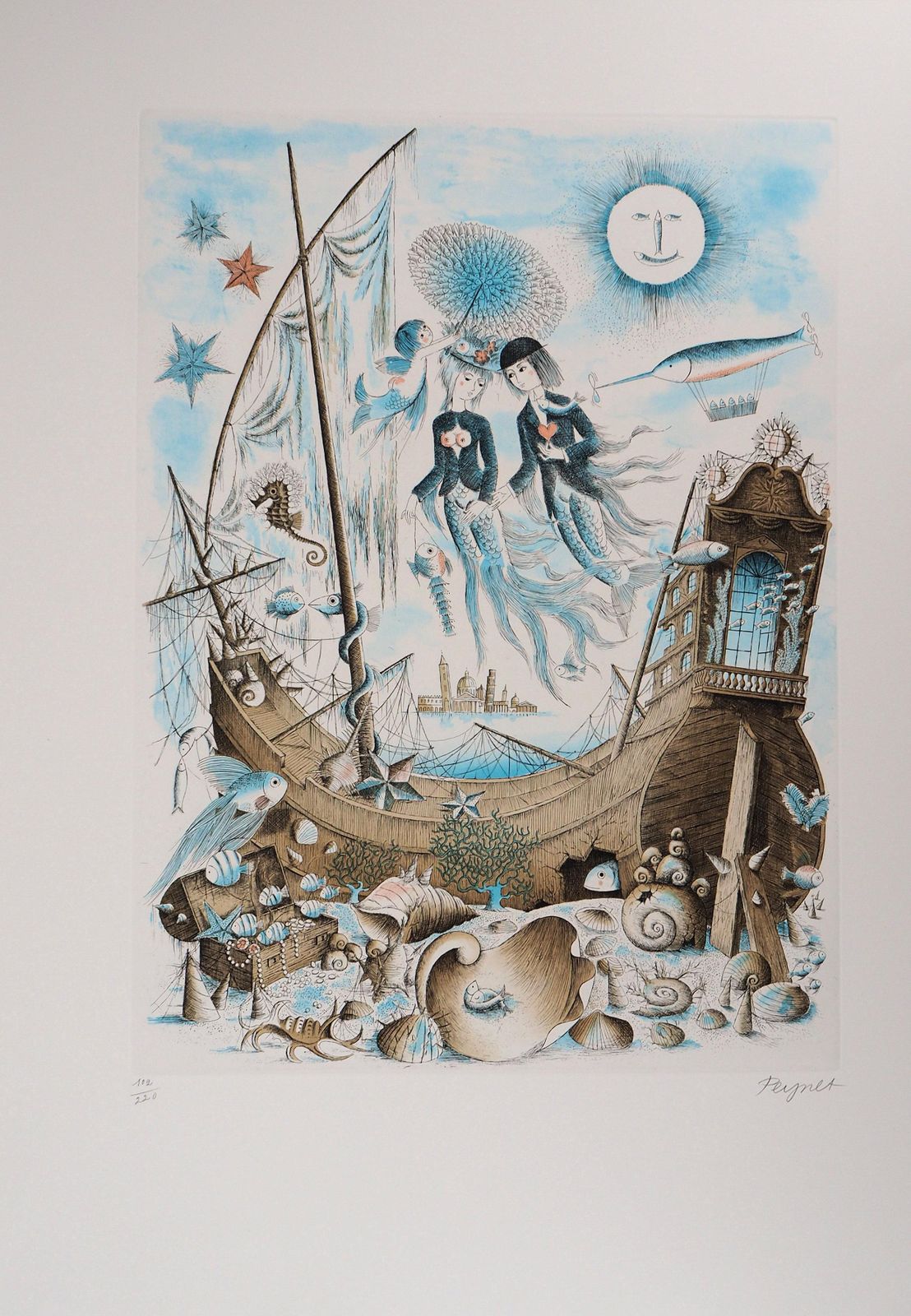 Raymond Peynetastrology   Zodiac : Pisces (Fish)   Original Etching Handsigned, 1979 1979