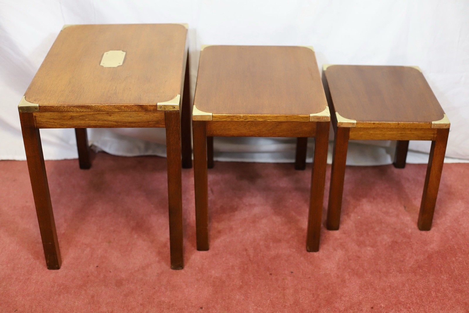 Lovely Campaign Style Nest Of Three Tables photo vintage