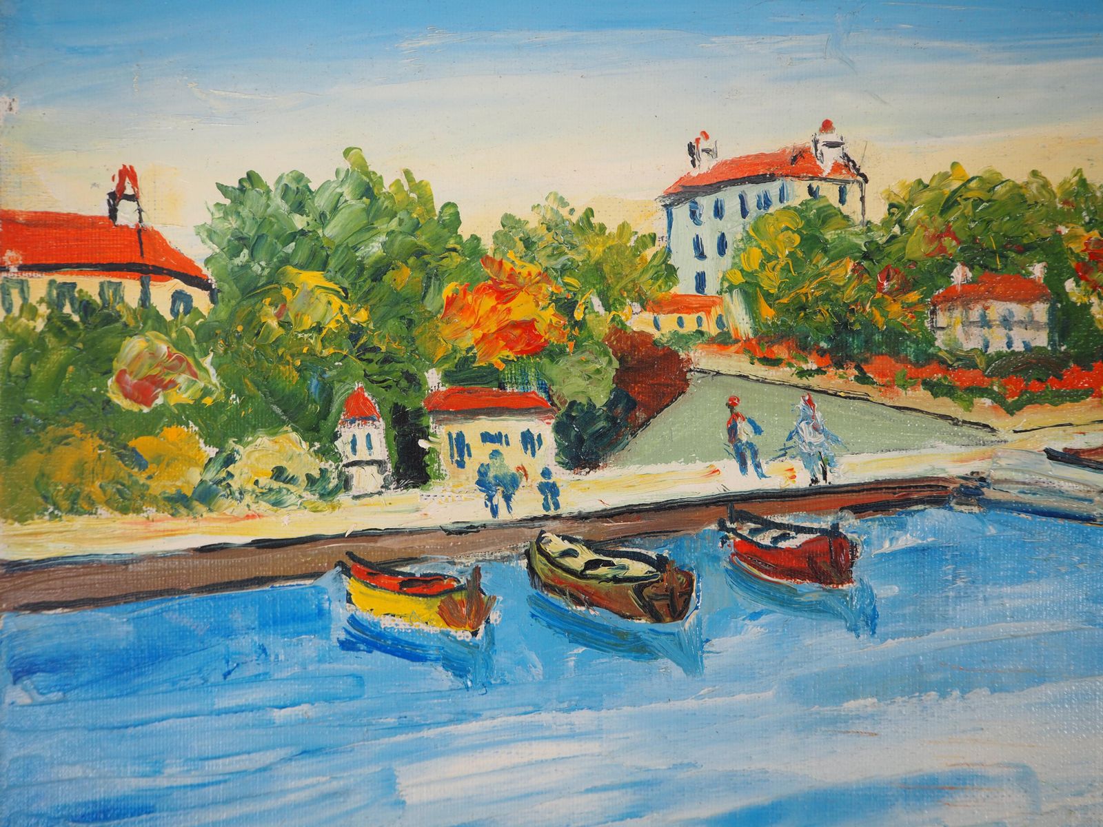 élisée Macletfrench Riviera : The Small Harbor Of Beaulieu   Oil On Canvas   Signed photo 2125.0