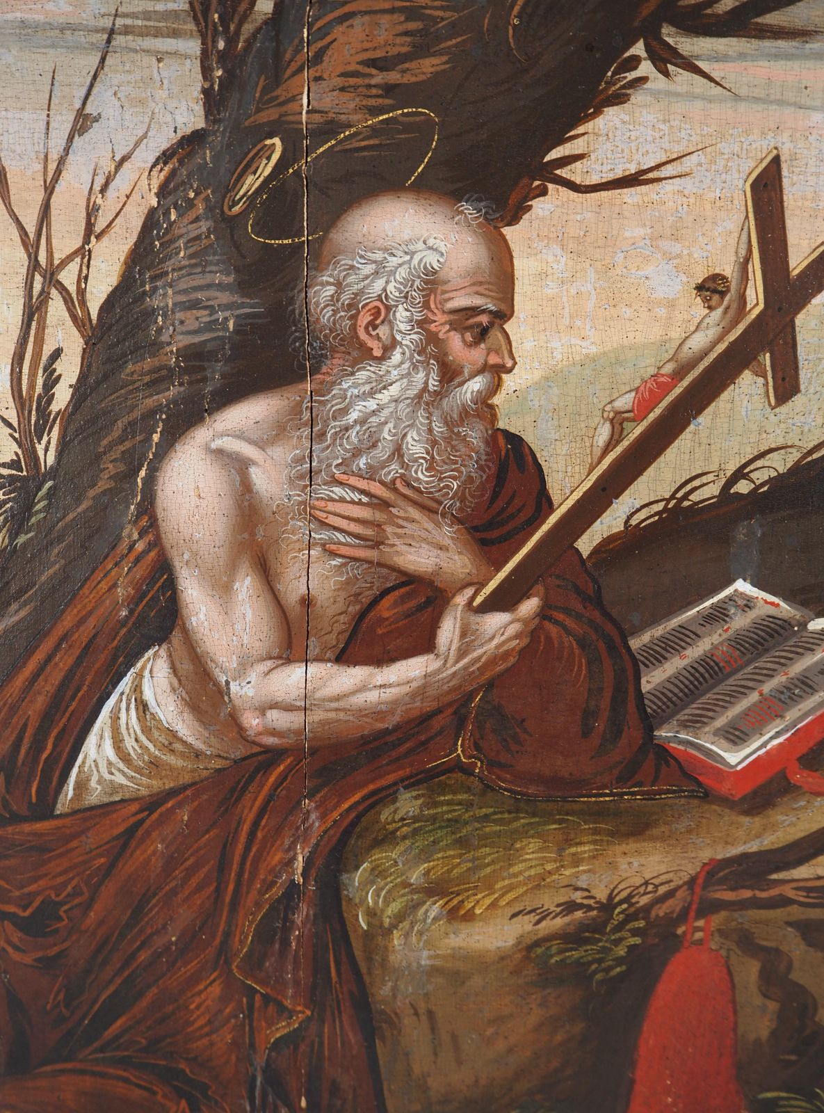 Unknownitalian School Of The 17th Century : Saint Jerome With A Lion   Oil Painting photo vinterior