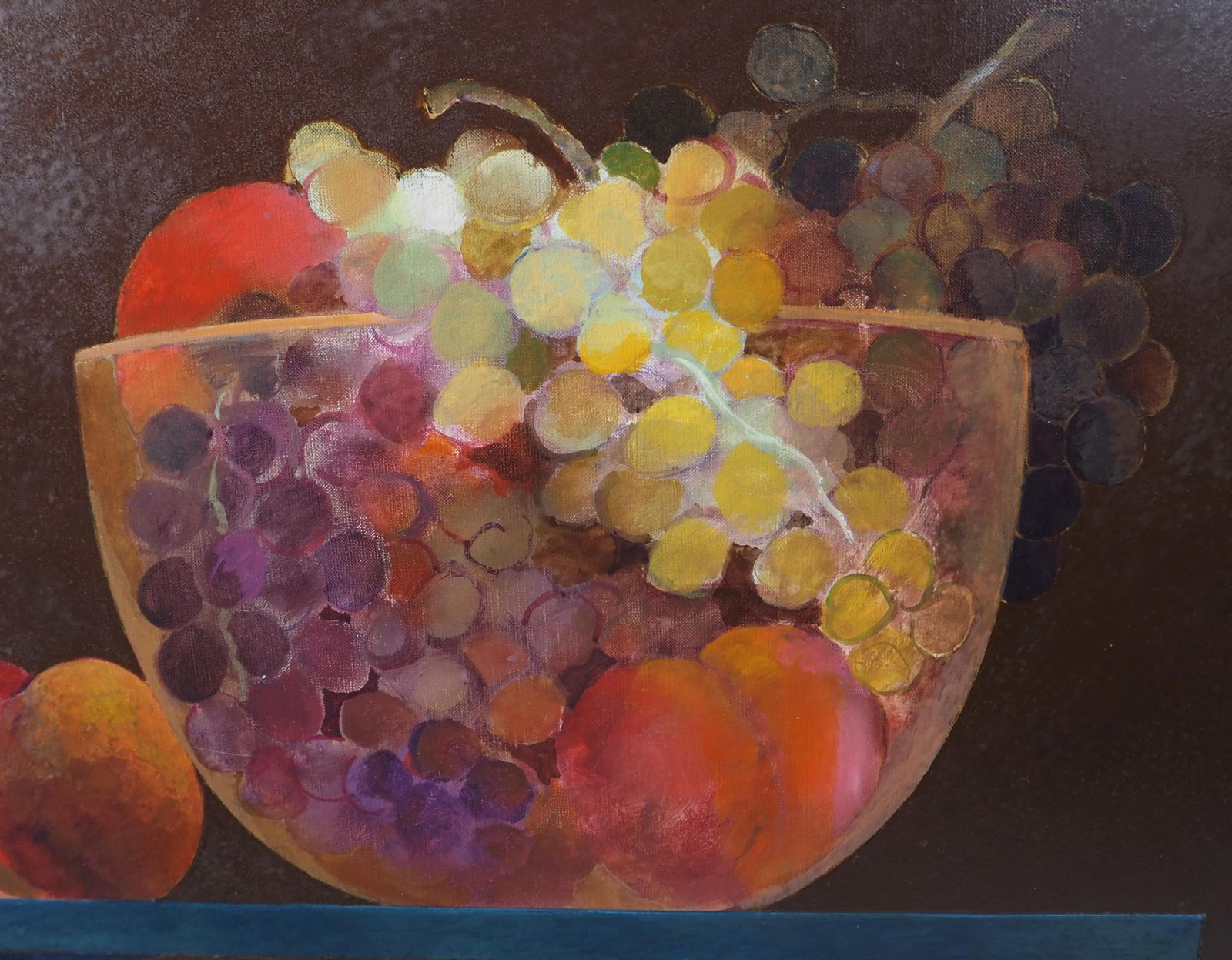 Pierre Garcia Fonsportrait : Fruit And Mirror   Original Oil On Canvas, Signed 1989 photo vintage