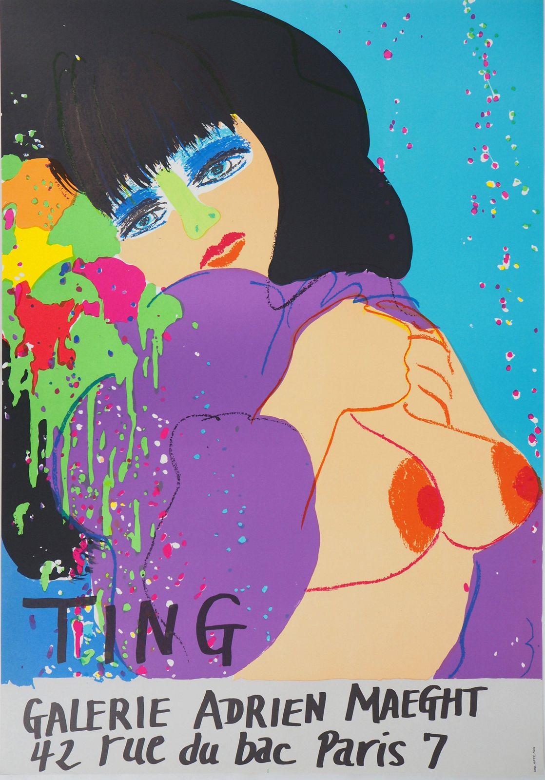 Walasse Tingnude On Blue Backgroung   Original Lithograph Poster (Maeght, 1974)1974