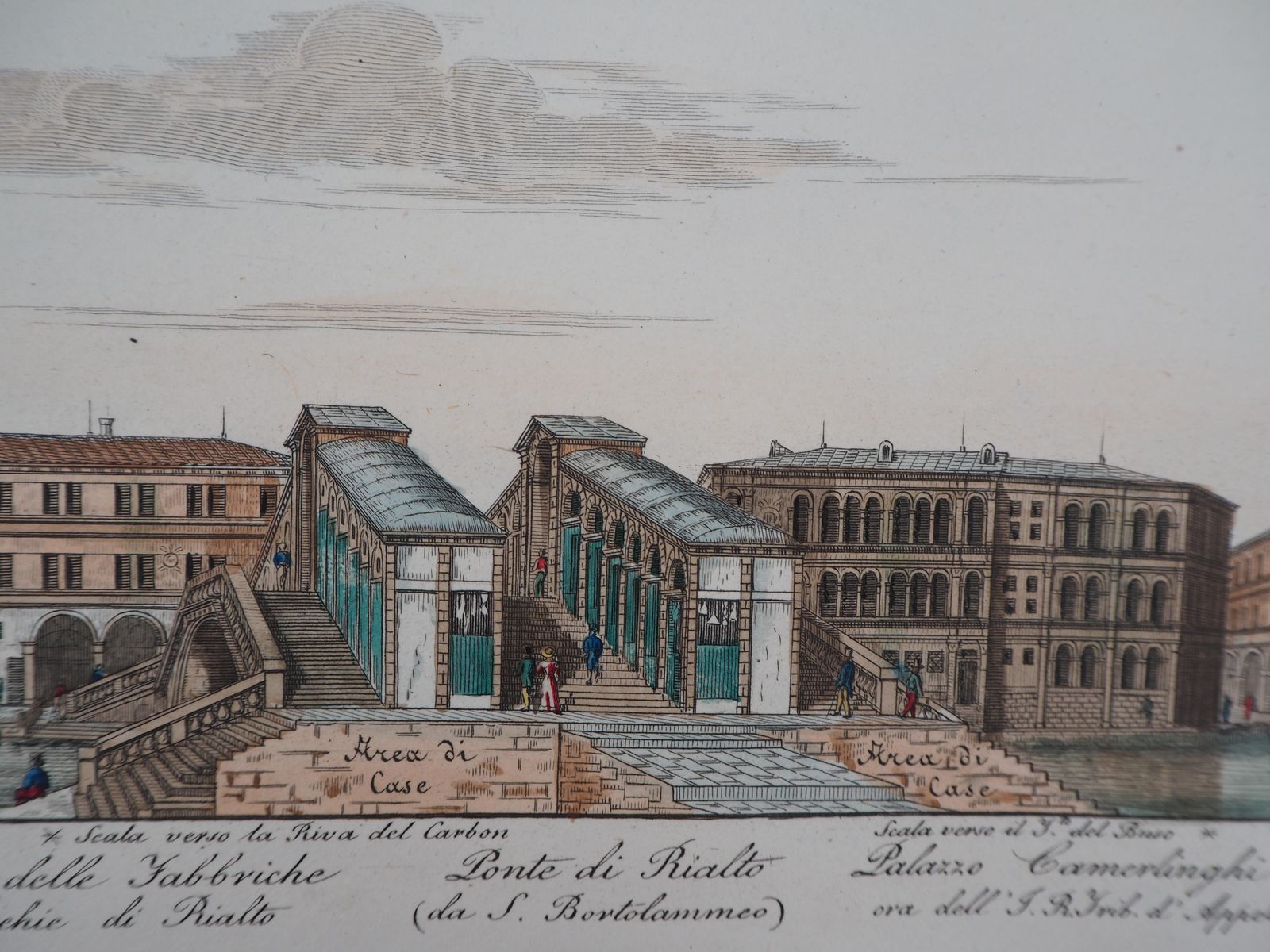 Dionisio Morettivenice, Rialto Bridge    Original Etching And Watercolor, 18311831 photo Art