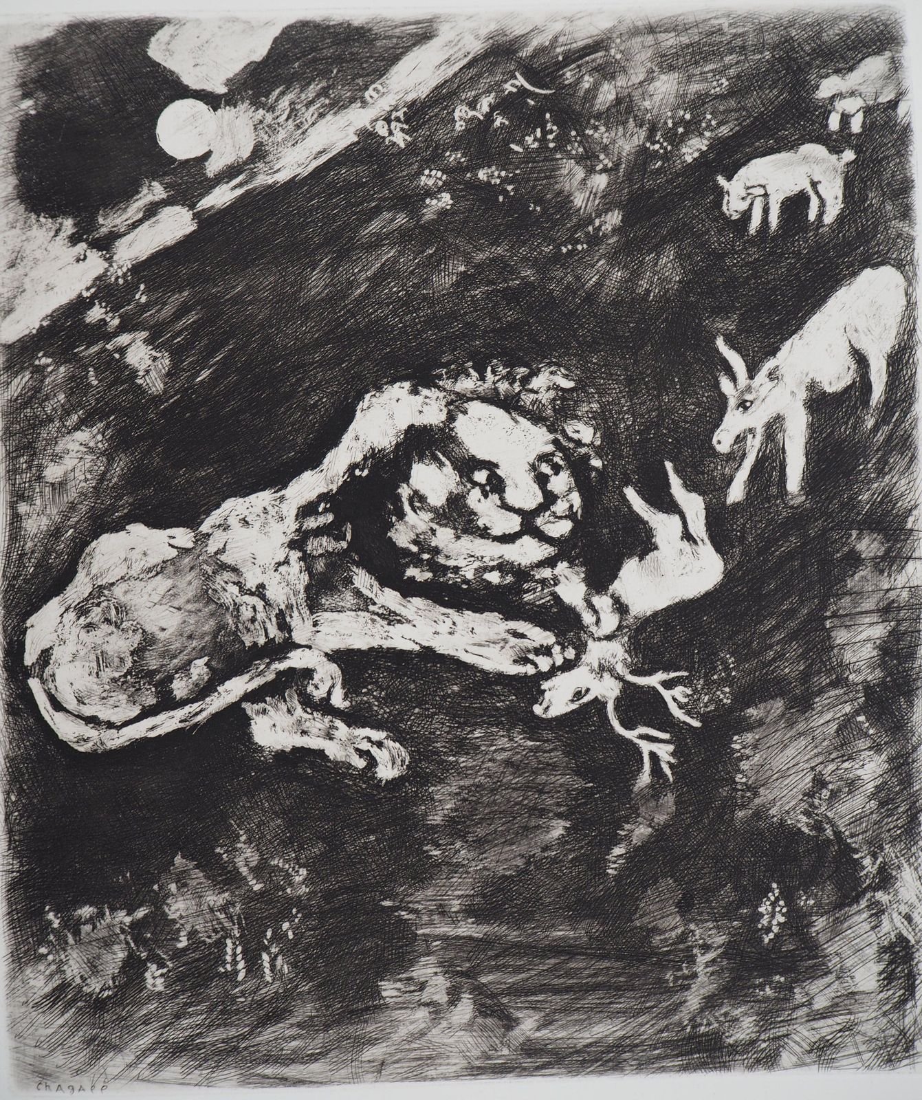 Marc Chagallthe Goats And The Lion   Original Etching   Ref. Sorlier #1981952 photo furniture