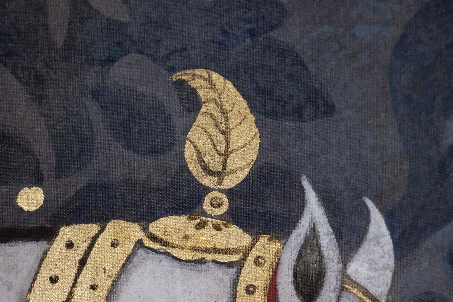 Painted Canvas Depicting A Bust Of An Indian Horse. Contemporary. photo vinterior