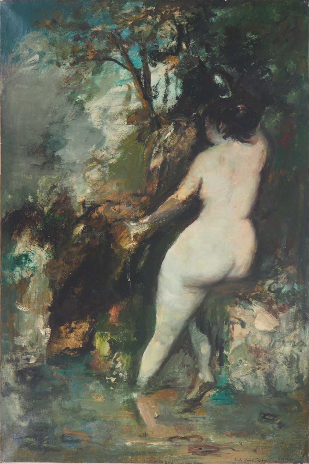 François Heaulménude Near The Source (Study After Courbet)    Original Oil On Canvas, Signed