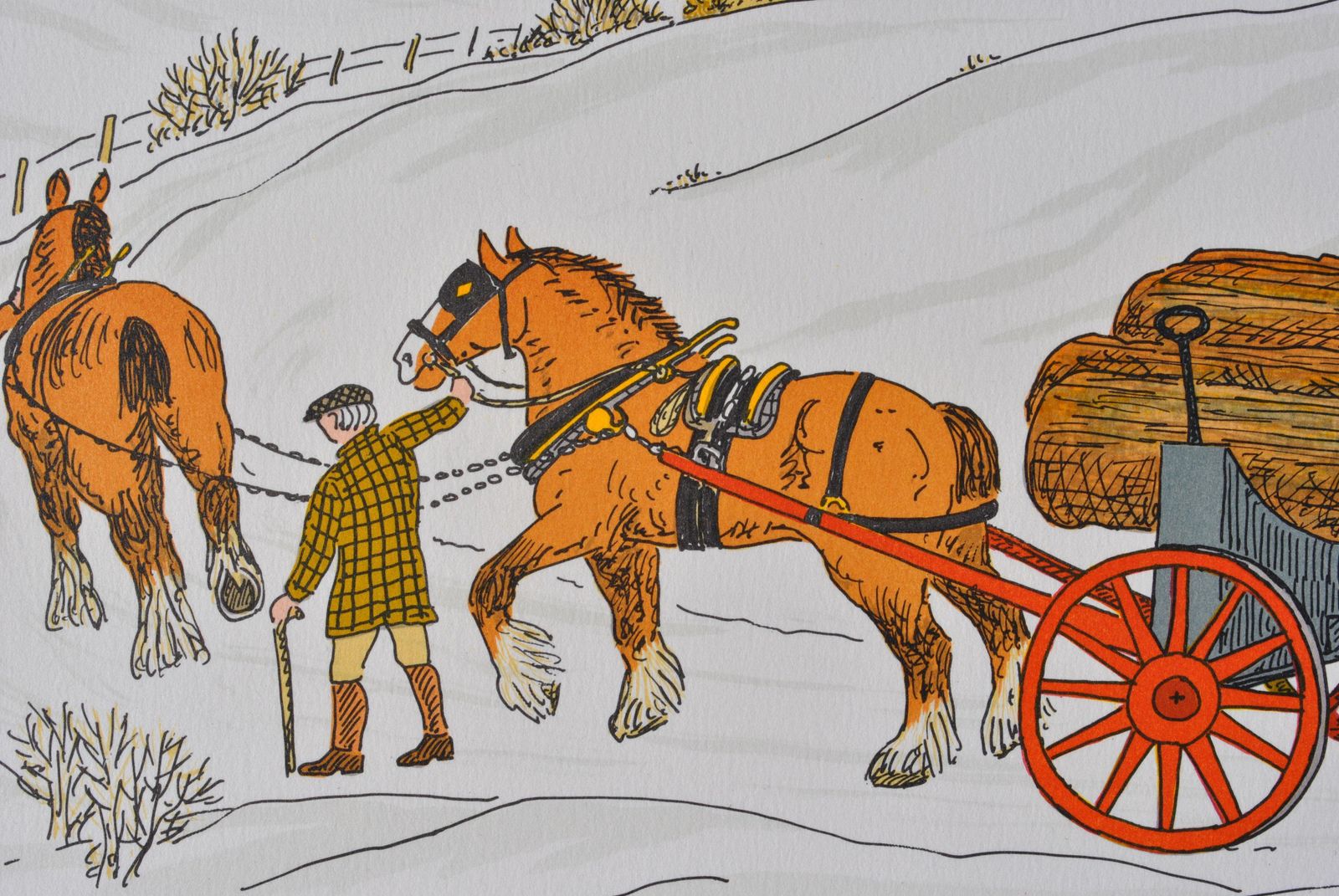 Vincent Haddelseyhorse :  Hitching In Winter   Original Lithograph, Handsigned & Ltd /1001974 photo buy