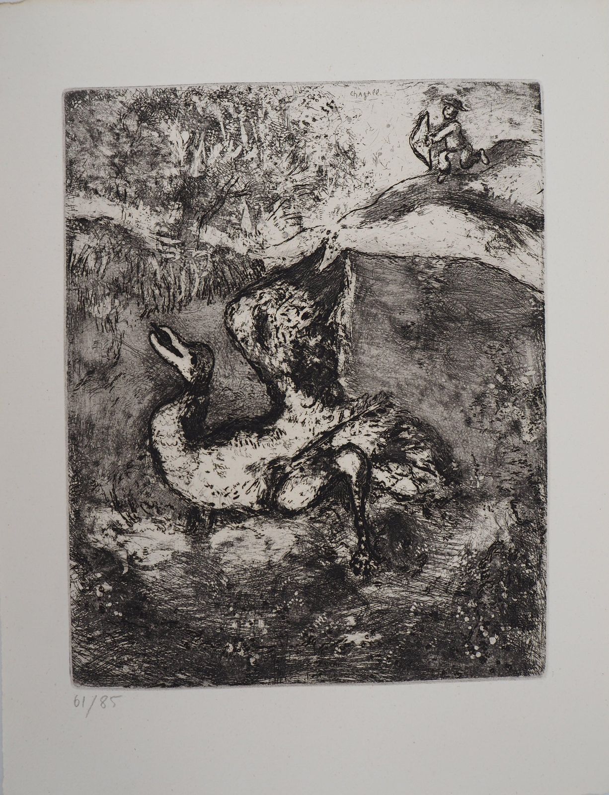 Marc Chagallthe Bird Harmed By An Arrow   Original Etching   Ref. Sorlier #1081952
