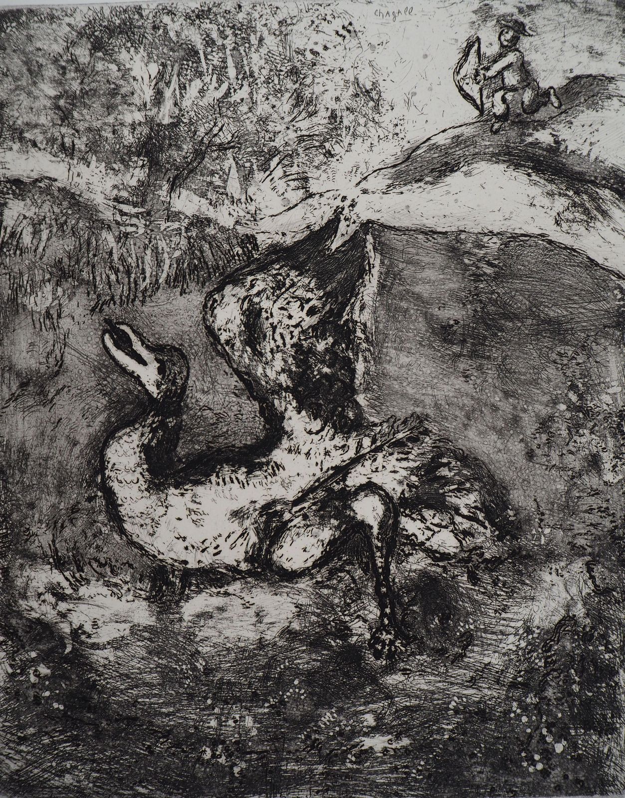 Marc Chagallthe Bird Harmed By An Arrow   Original Etching   Ref. Sorlier #1081952 photo furniture