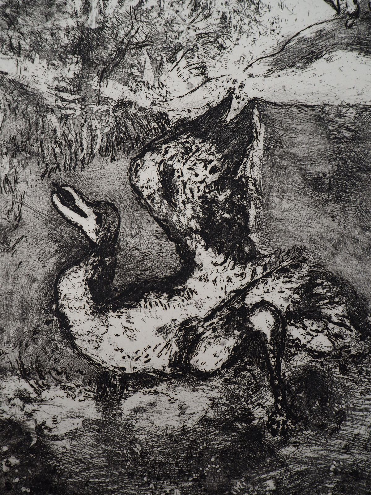 Marc Chagallthe Bird Harmed By An Arrow   Original Etching   Ref. Sorlier #1081952 photo Art