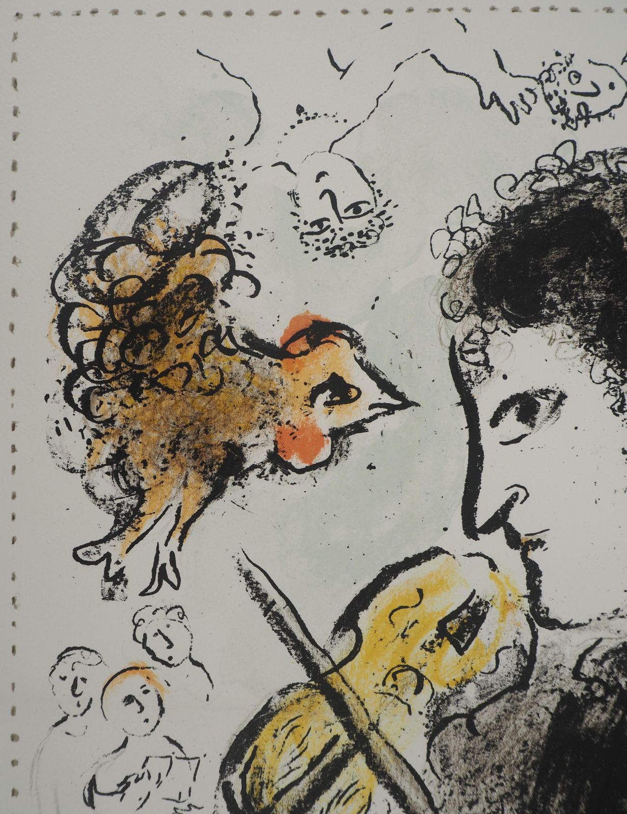 Marc Chagallviolin Player With A Rooster   Original Lithograph (Mourlot #1000)1982 photo vintage