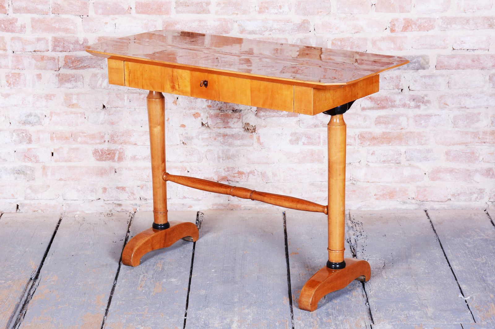 Restored Biedermeier Writing Desk, Spruce, Maple Veneer, Austria, 1830s photo furniture