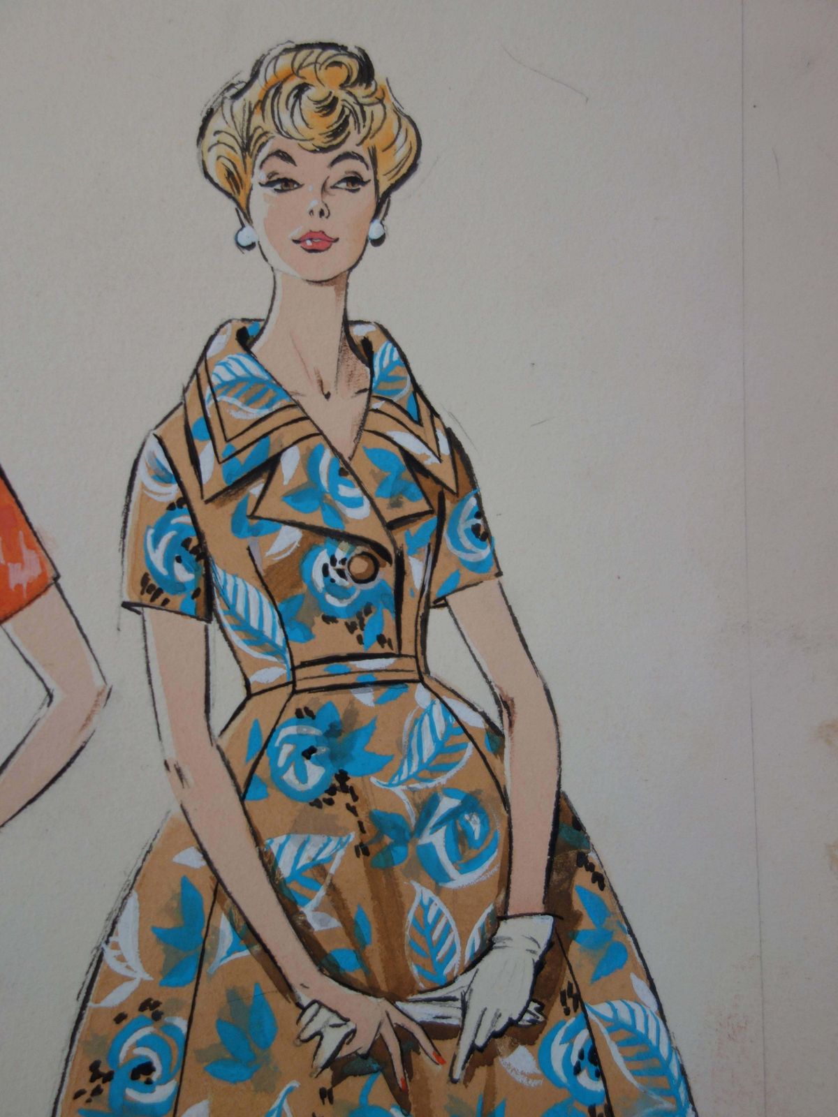 Rosy Andreasi Verdiermode Drawing : Three Dresses For Spring   Original Watercolor & Gouache Drawing photo Art