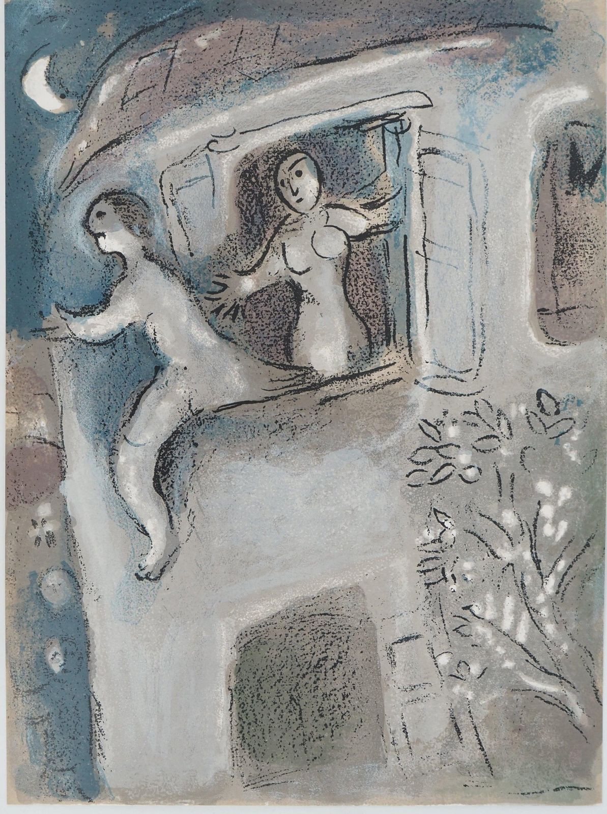 Marc Chagallthe Bible : The Escape Of David   Original Lithograph (Mourlot #250)1960