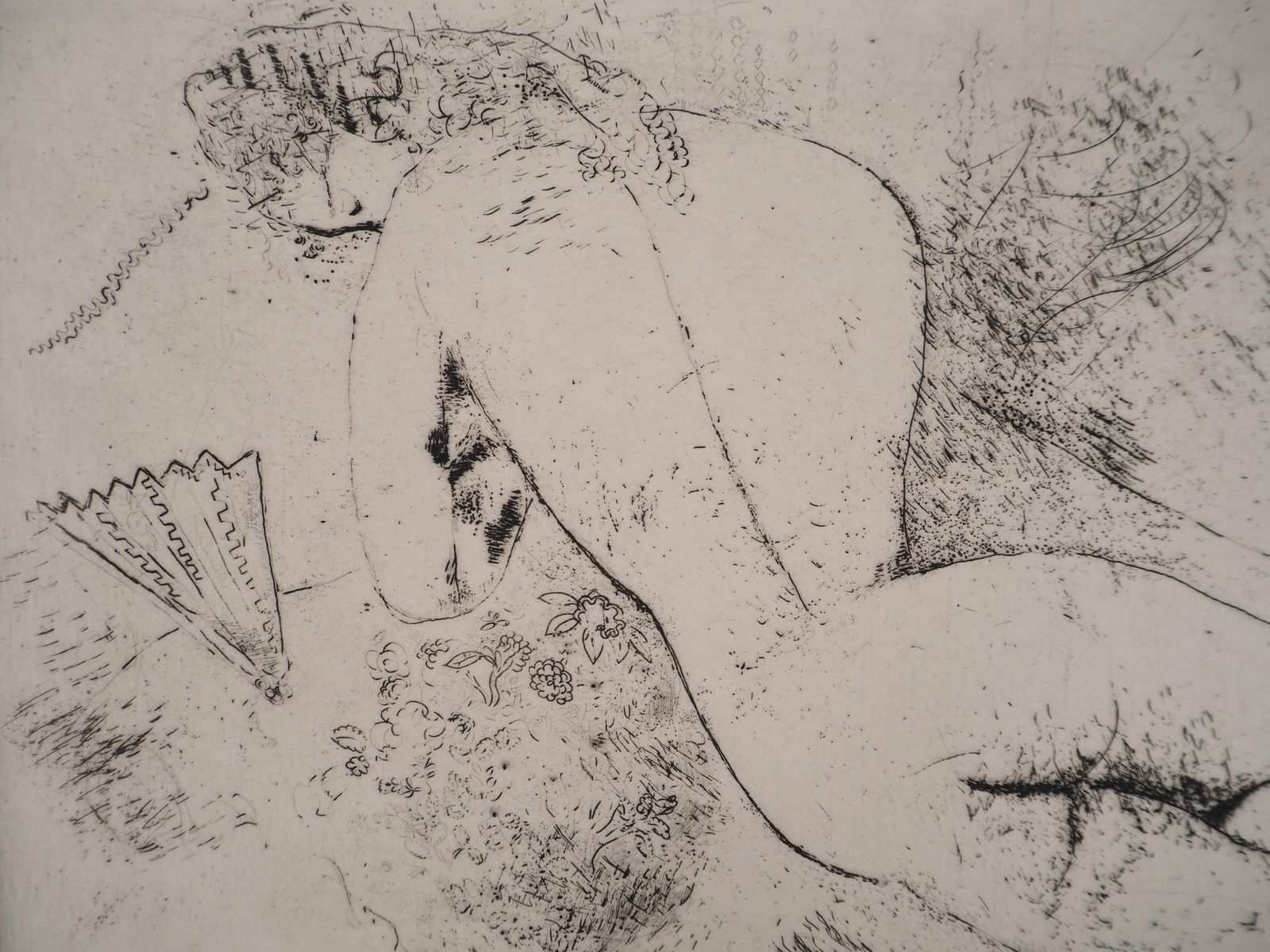 Marc Chagalltall Nude With A Fan   Original Etching (Kornfeld #39), 19241924 photo Art