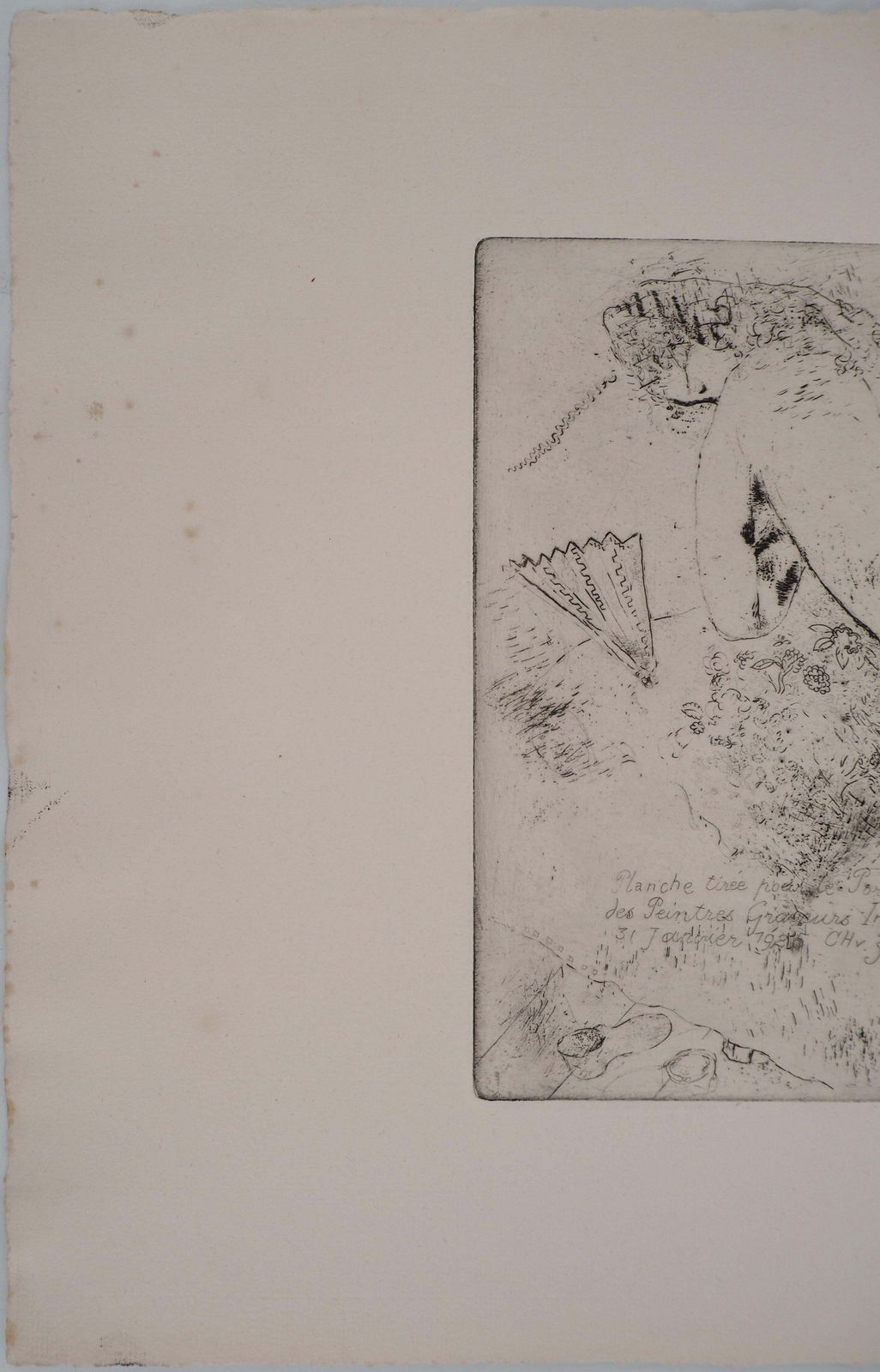 photo furniture Marc Chagalltall Nude With A Fan   Original Etching (Kornfeld #39), 19241924