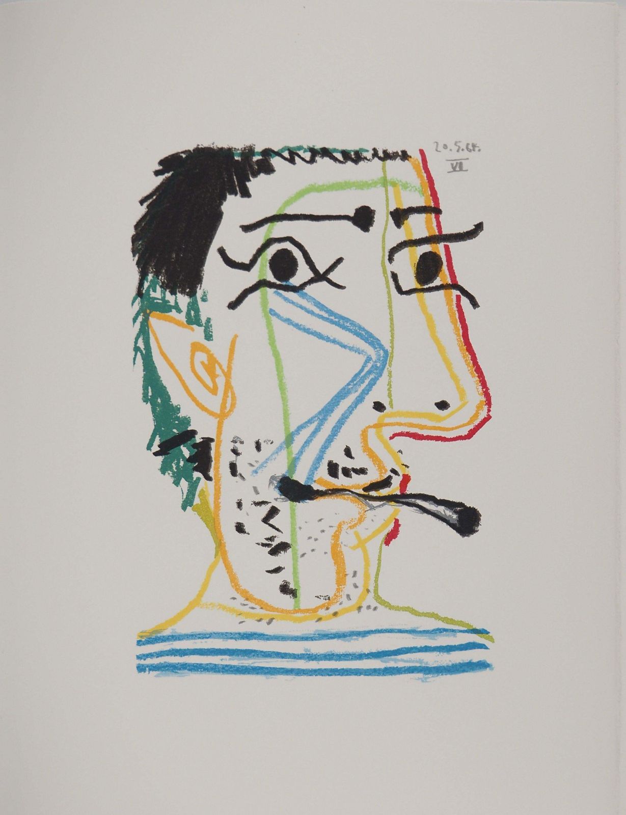 Le Goût Du Bonheur : Self Portrait With A Cigarette   Lithograph1964