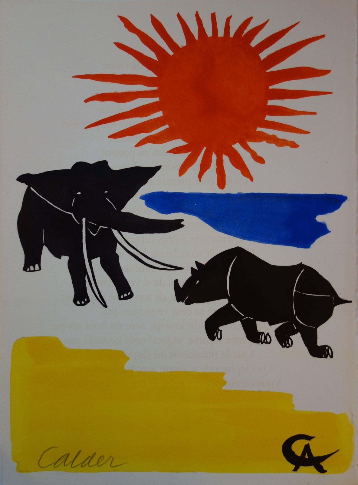 Alexander Calderelephant And Rhinoceros   Original Handsigned Lithograph   19661966