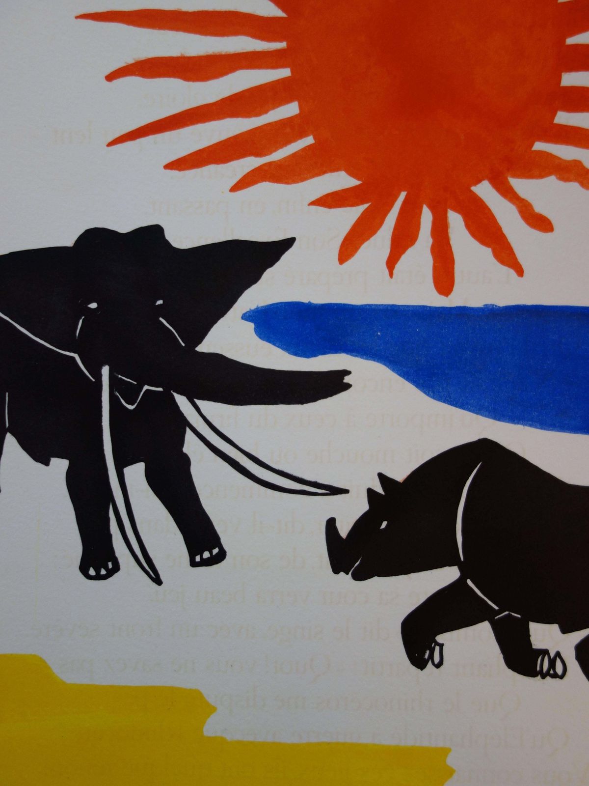 Alexander Calderelephant And Rhinoceros   Original Handsigned Lithograph   19661966 photo for sale