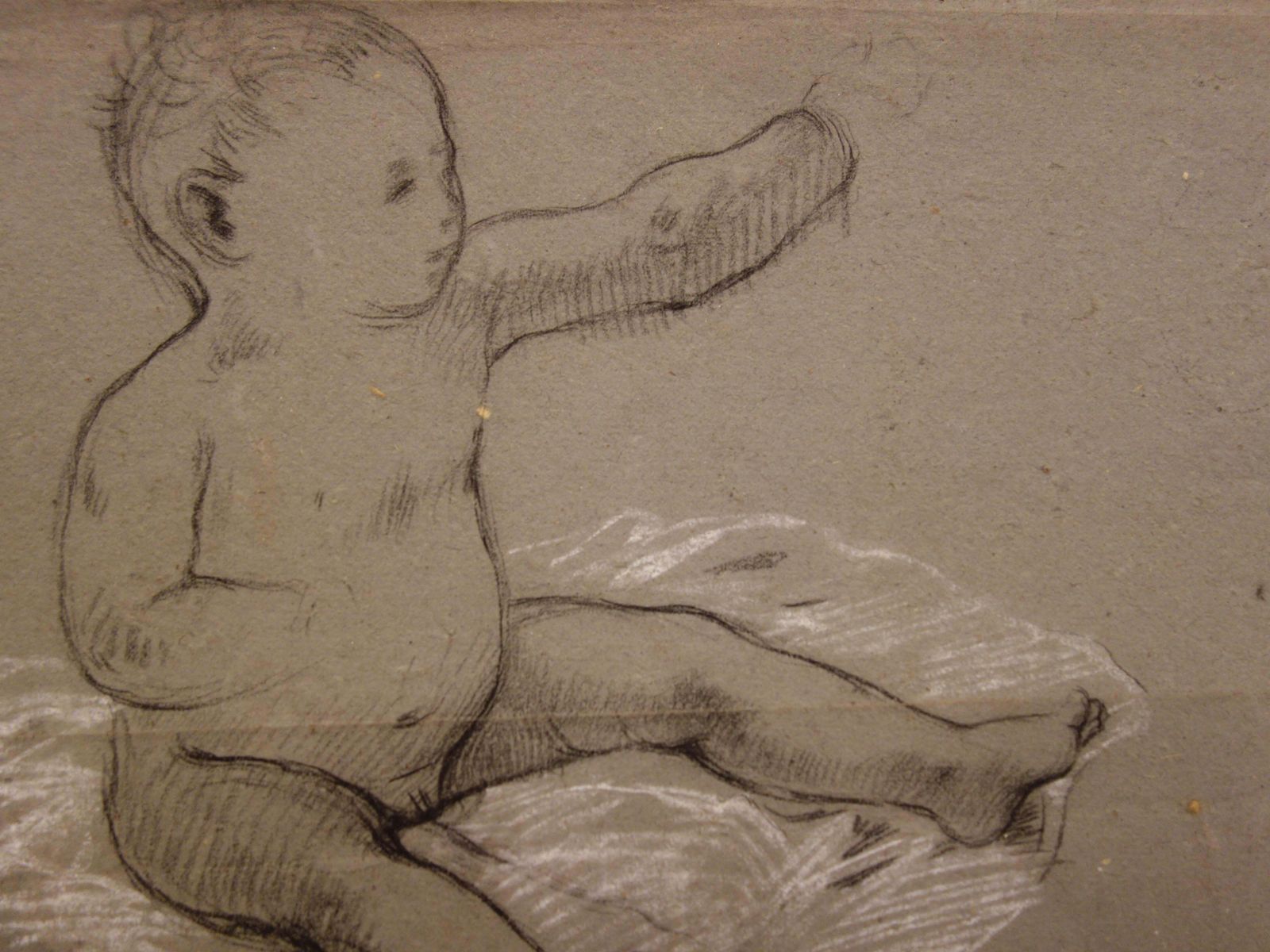 Gustave Poetzschbaby Boy   Original Charcoals Drawing photo furniture