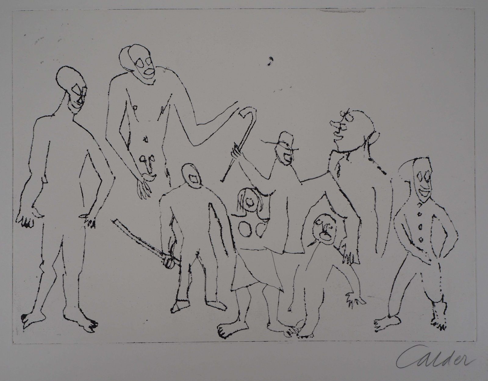 Alexander Caldersanta Claus : Figures With Canes   Original Handsigned Etching1974 photo furniture
