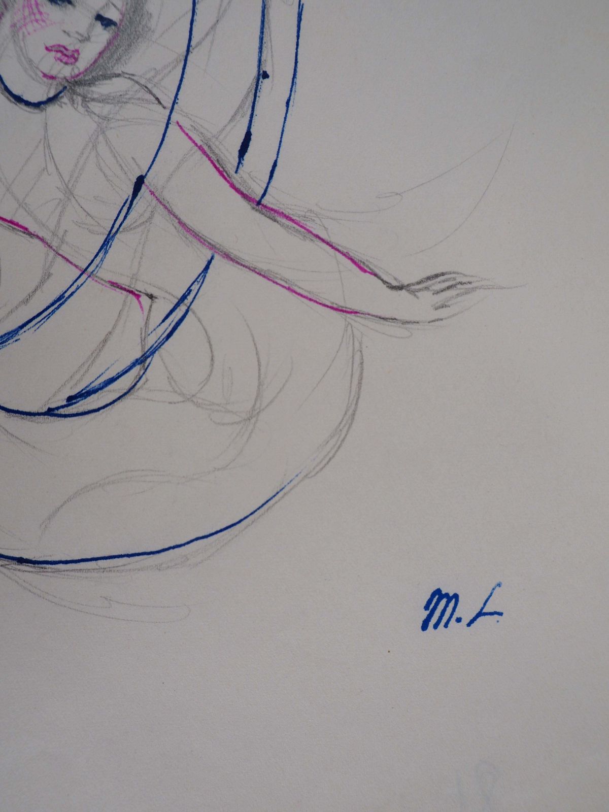 Marie Laurencinmermaid   Original Ink And Pencil Drawing, 19531953 photo furniture
