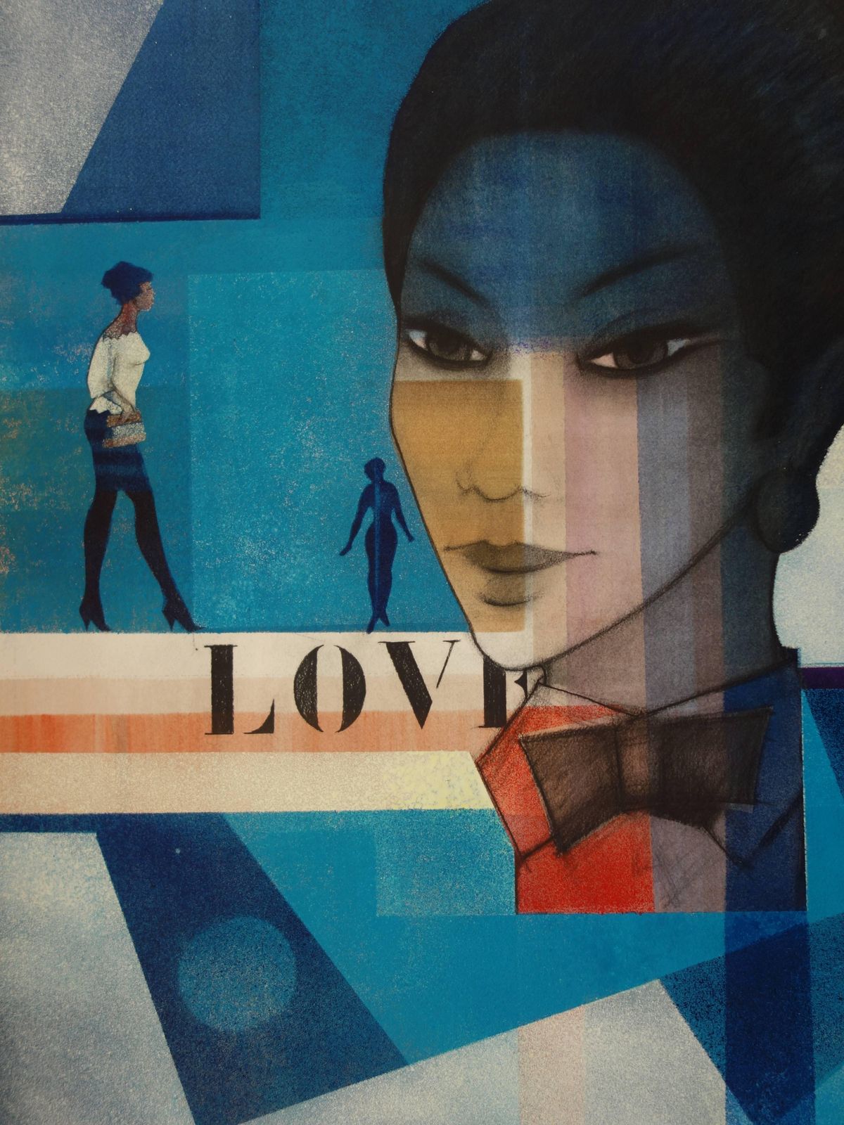 Sacha Chimkevitchlove (Woman In Blue)   Original Signed Watercolor   19931983 photo for sale