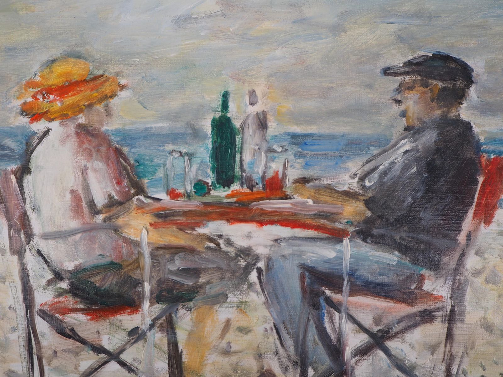 Jean Jacques Renelunch On The Beach   Oil On Canvas Hansigned photo Art