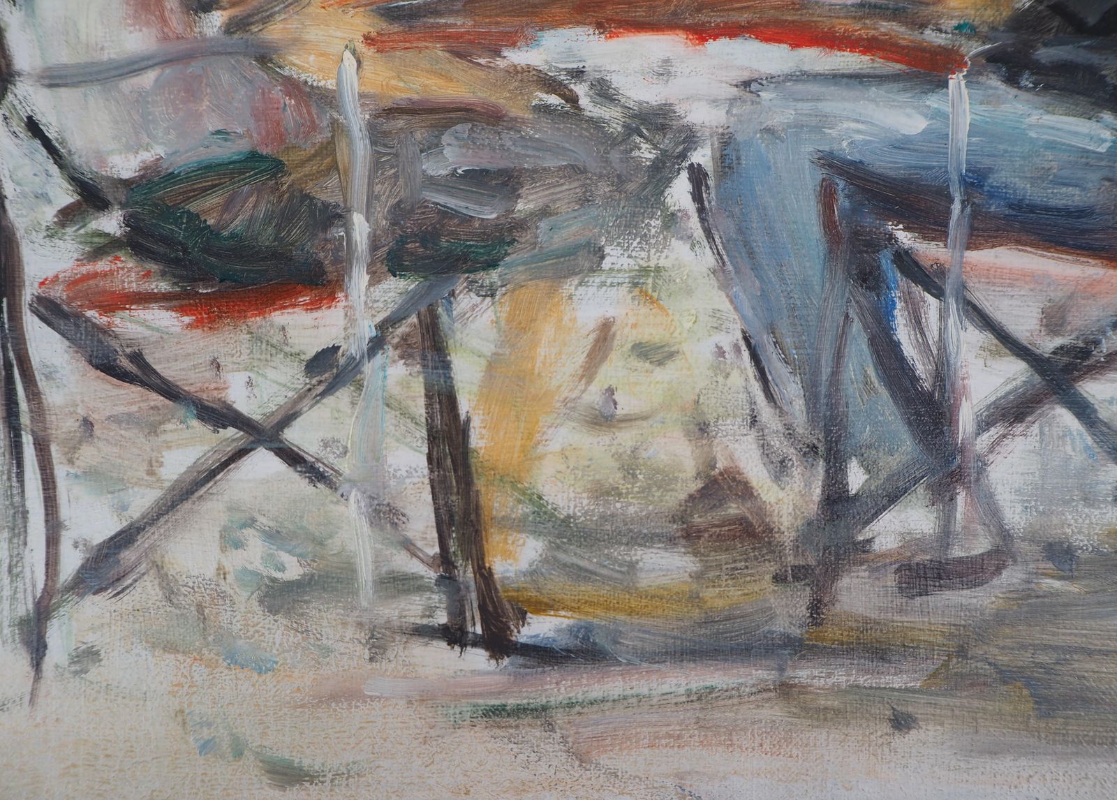Jean Jacques Renelunch On The Beach   Oil On Canvas Hansigned photo buy