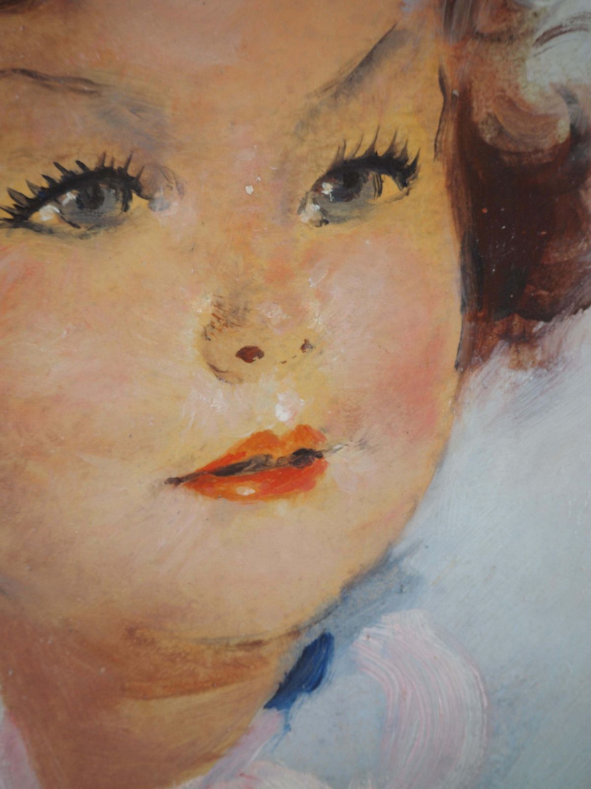 Jean Gabriel Domergueyoung Girl With Pink Scarf   Original Oil Painting, Handsigned photo buy