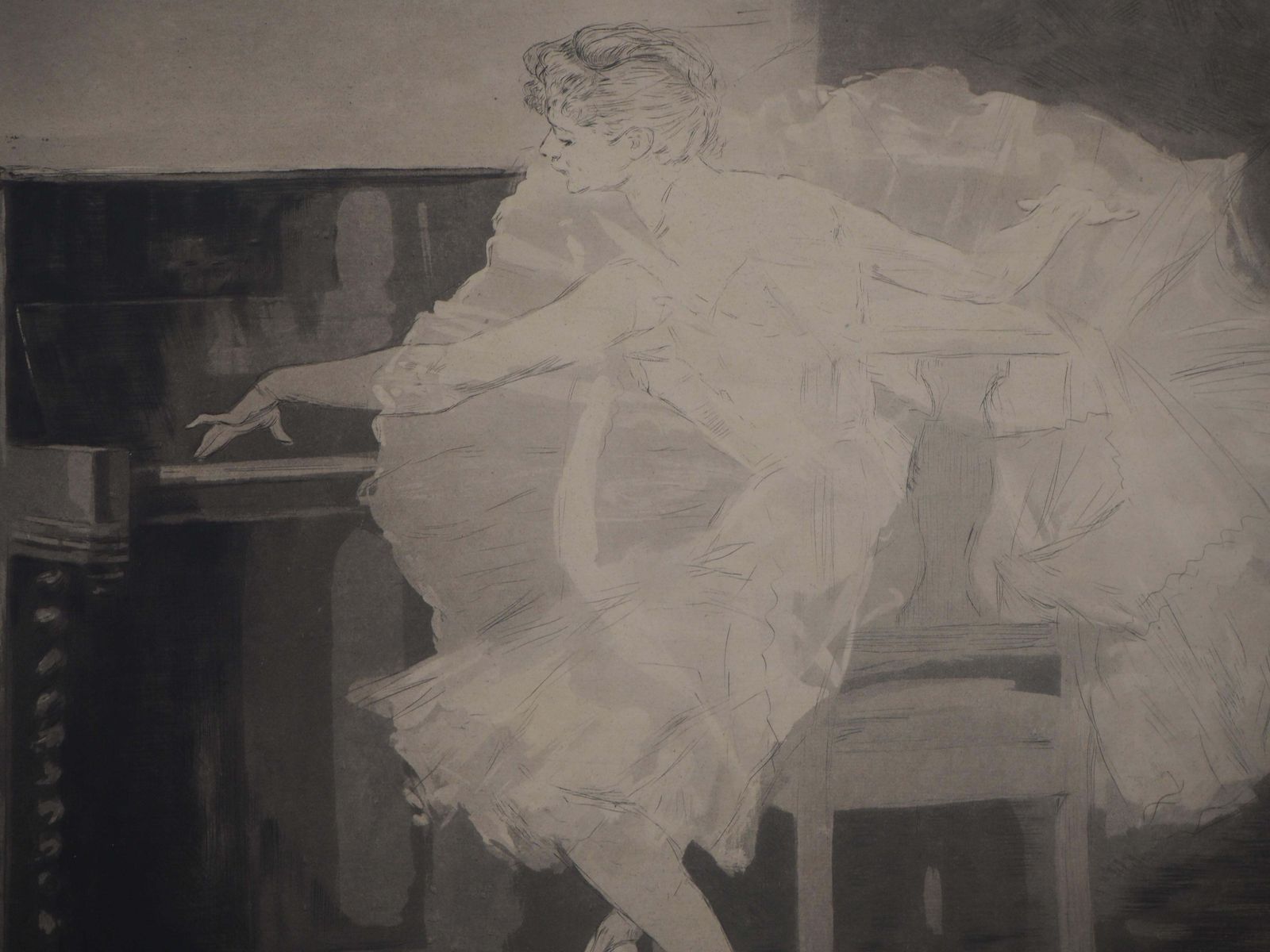 Charles Paul Renouardballerina Playing The Piano   Original Etching, Signed1893 photo Art