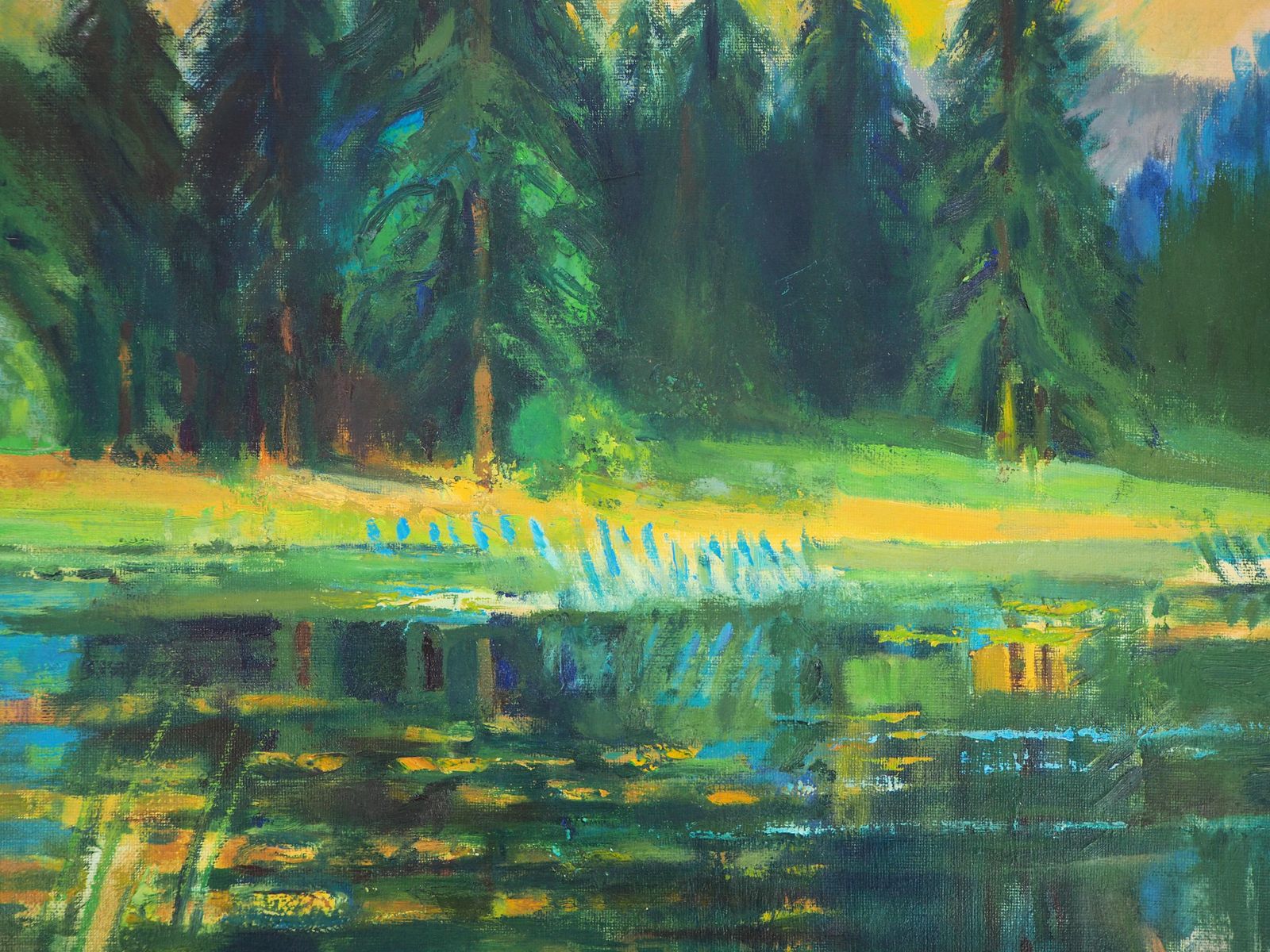Paul Collombwild Nature : Small Boat On The Pond   Original Oil Painting, Handsigned photo Art