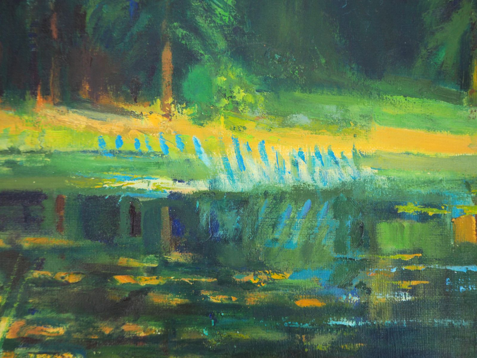 Paul Collombwild Nature : Small Boat On The Pond   Original Oil Painting, Handsigned photo 680.0