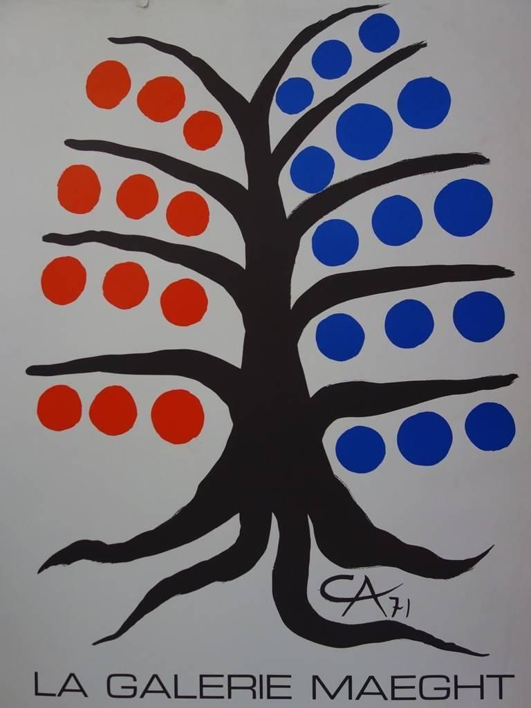 (After) Alexander Caldertree With Blue And Red Fruits   Lithograph   Maeght 19711971 photo for sale