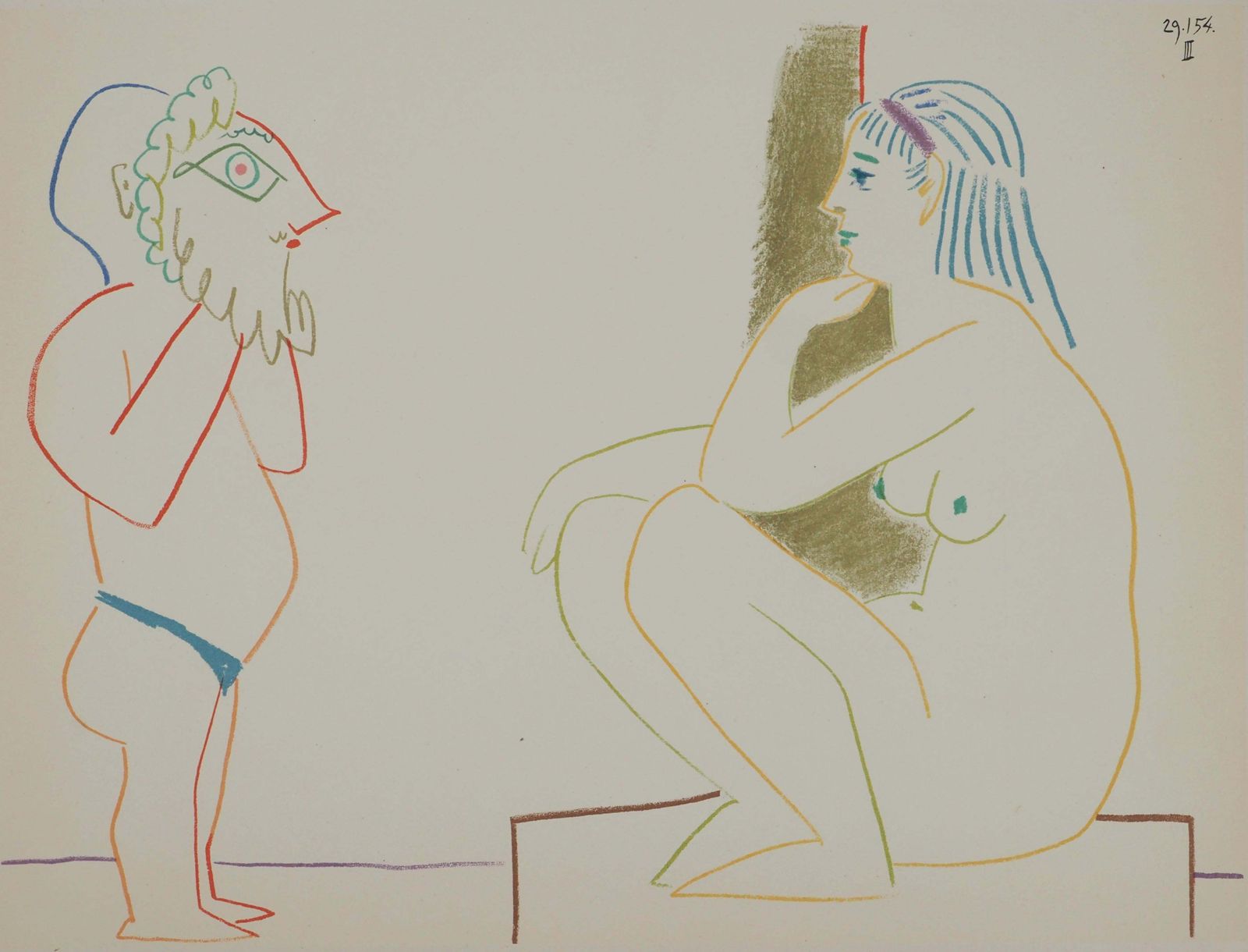 Pablo Picassothe Little Old Man With A Mask   Original Lithograph (Mourlot)1954 photo furniture