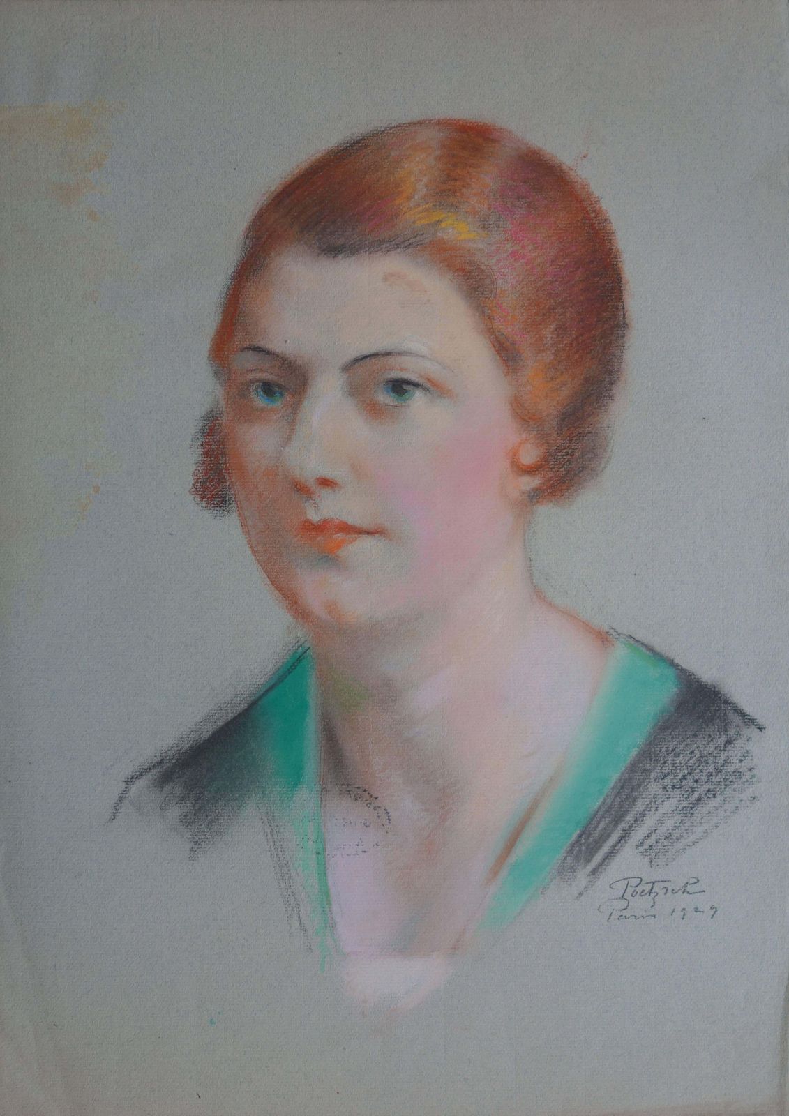 Gustave Poetzschpeaceful Woman   Original Signed Charcoals Drawing   19291929 photo 510.0