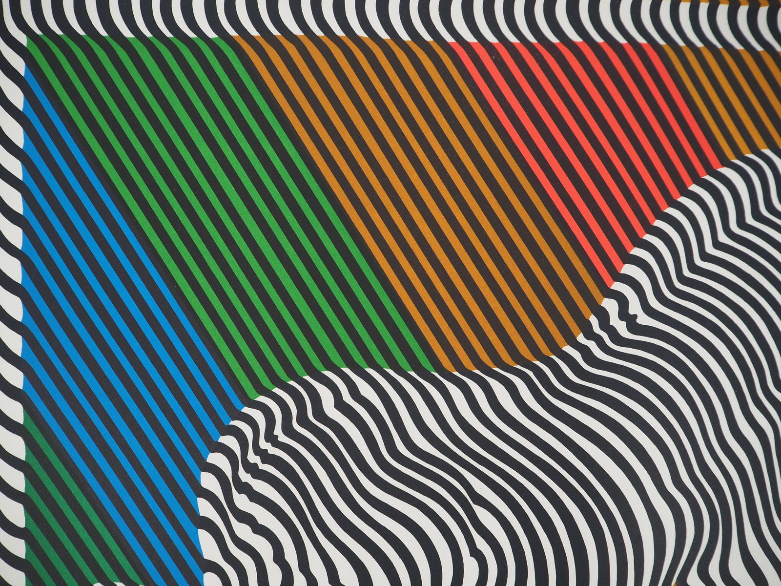 photo furniture Victor Vasarelyzebra On A Rainbow (Op Art)   Original Lithograph, Handsigned1984