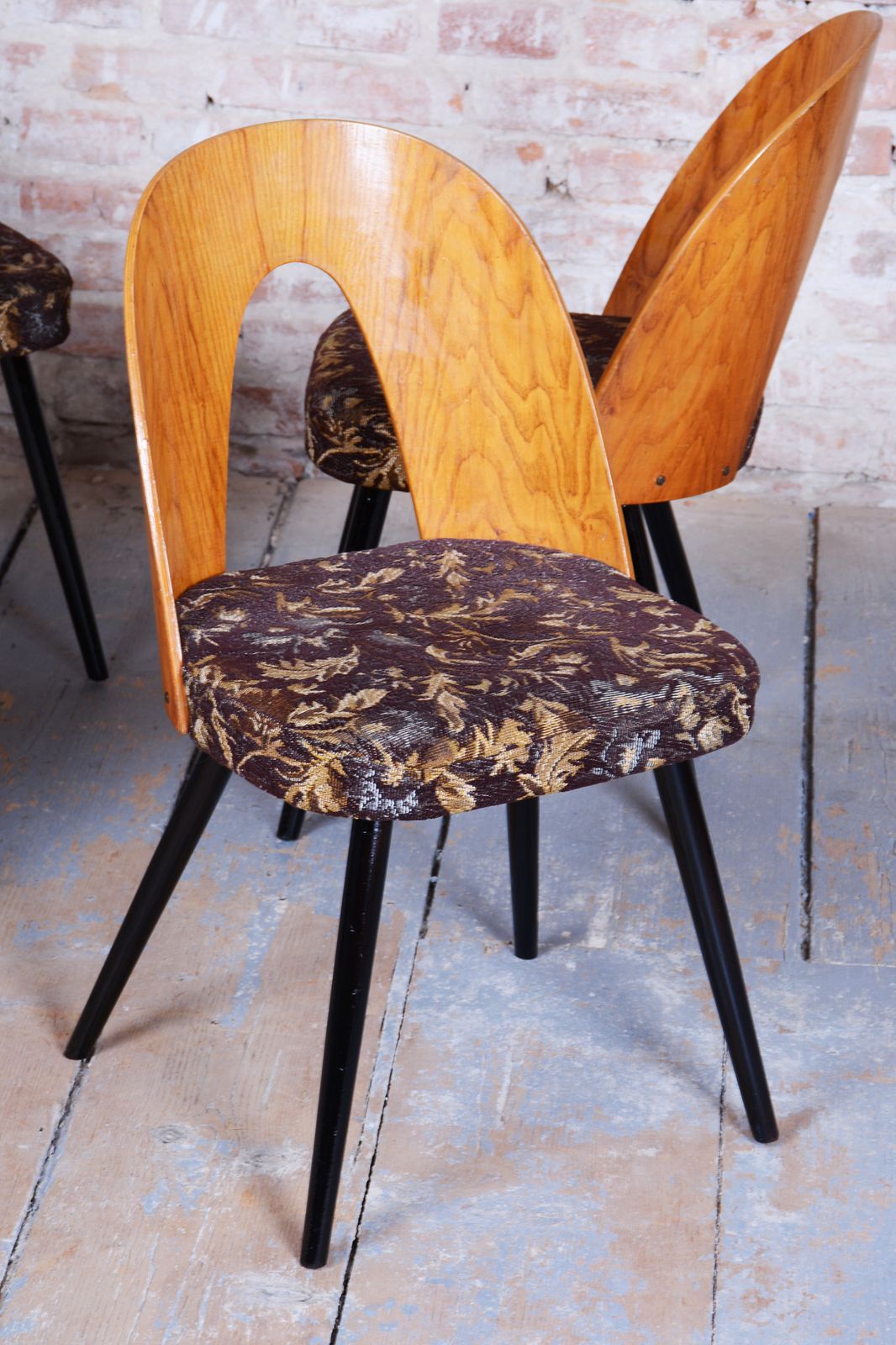 Set Of Four Restored Mid Century Chairs, Beech, Oak, Slovakia, 1950 1959 photo buy
