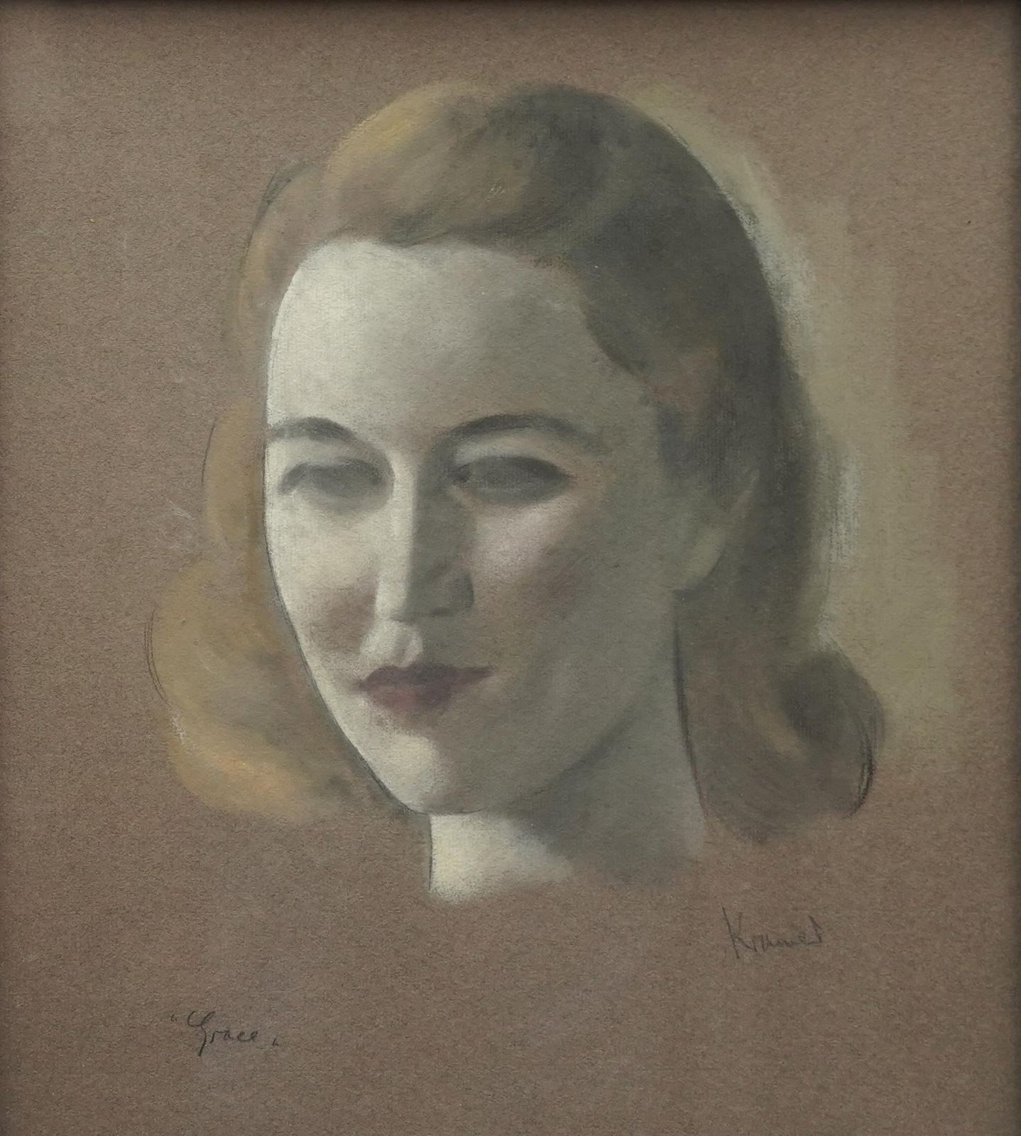 Jacob Kramerportrait Of Grace   British 1920's Art Female Chalk Portraitcirca 1920 photo furniture