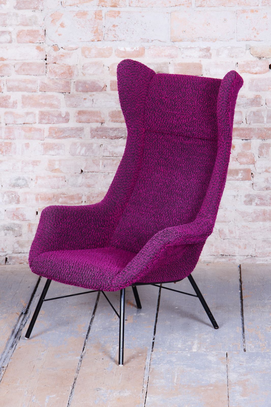 Original Mid Century Wingchair, Miroslav Navratil, Plastic Fiber, Czech, 1950s photo furniture