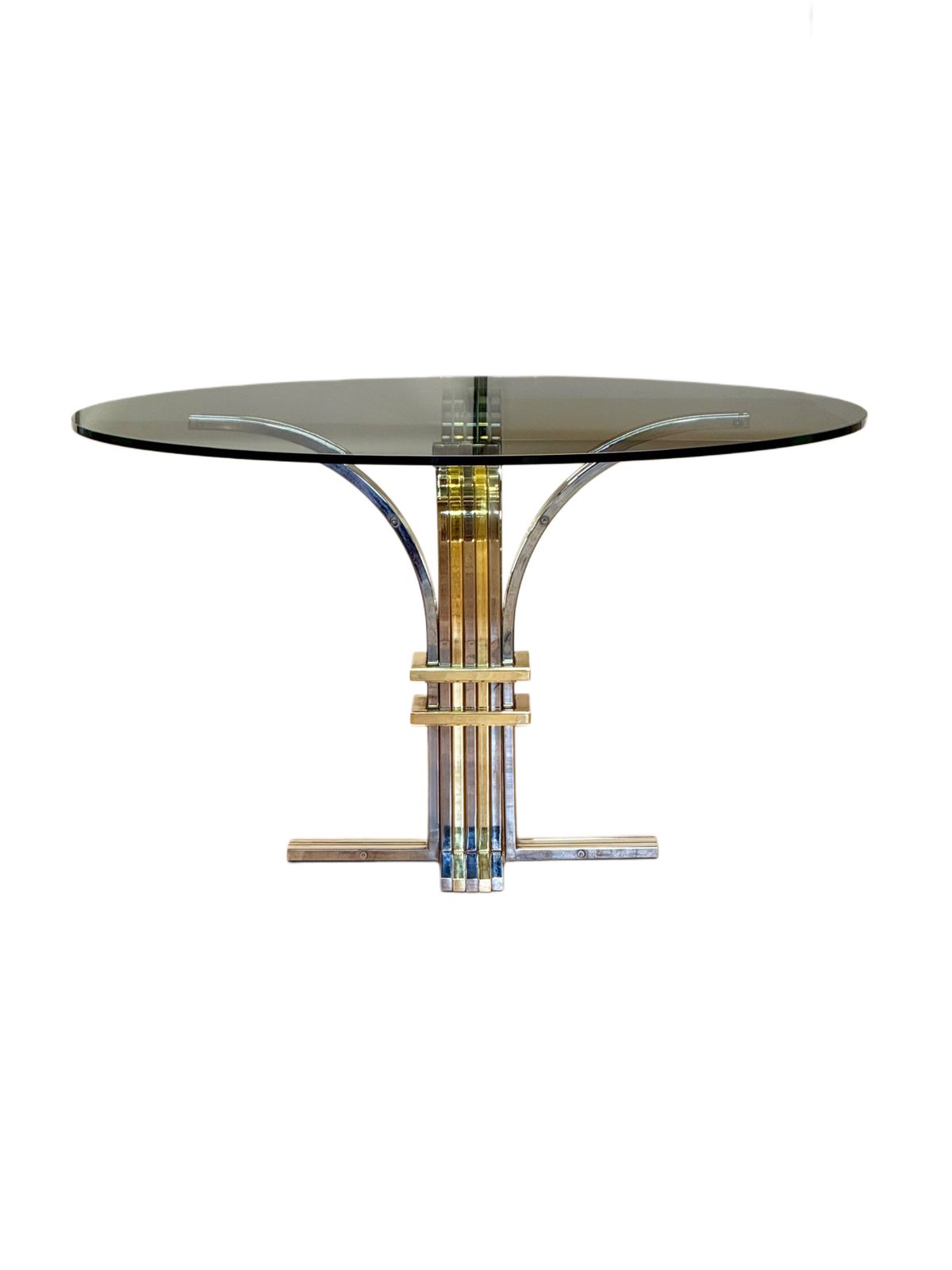 Italian Hollywood Regency Chrome & Gilt Glass Centre Table By Renato Zevi For Banci Firenze photo furniture
