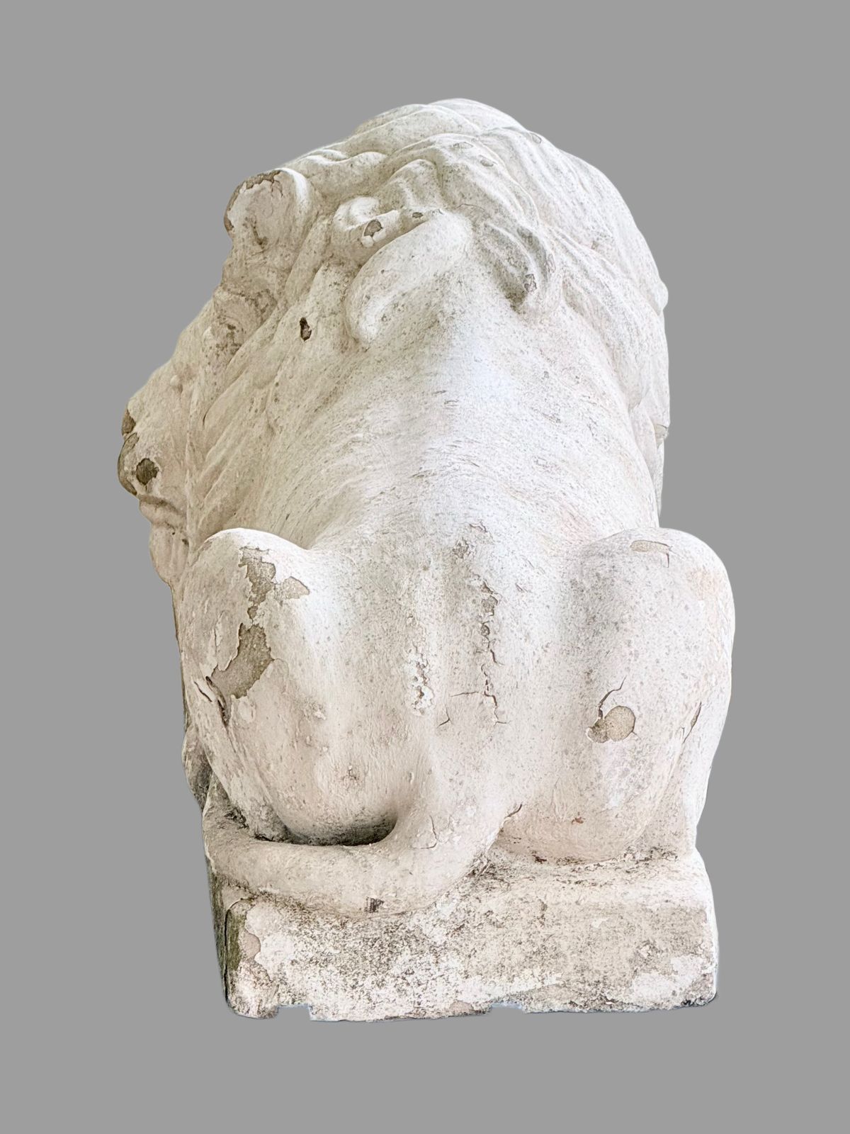 Extra Large Pair Painted Cast Stone Lions After Antonio Canova (1757 1822) photo vinterior