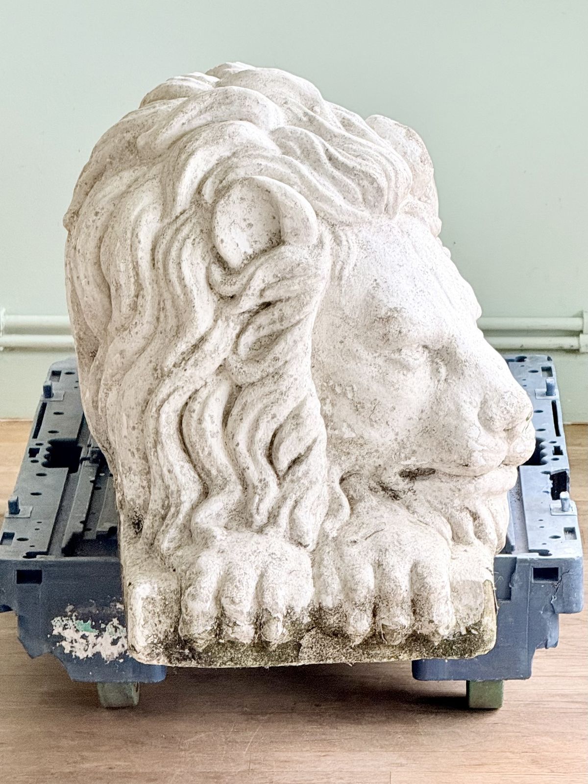 Extra Large Pair Painted Cast Stone Lions After Antonio Canova (1757 1822) photo buy