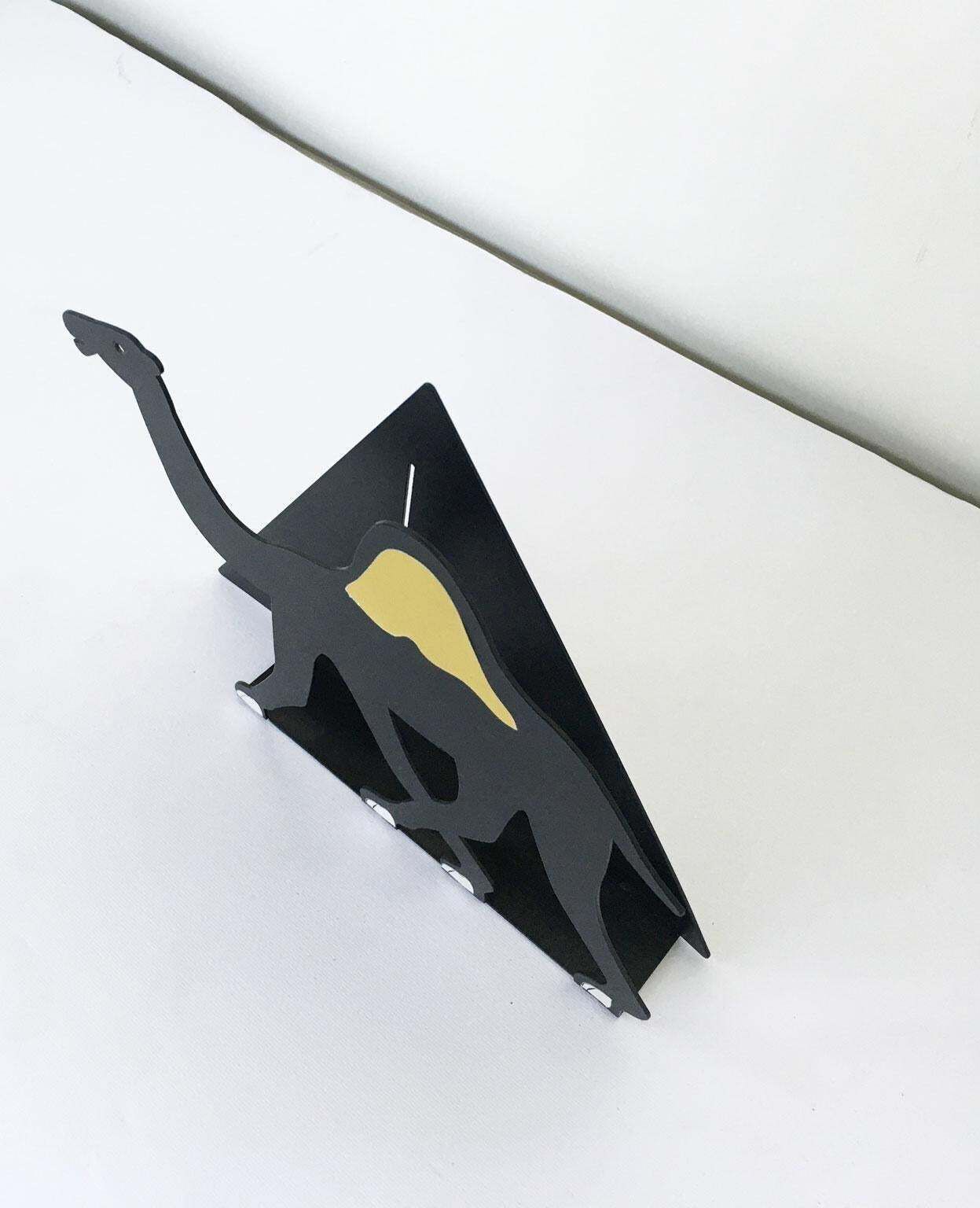 Italy 1980 Bruno Chersicla Black Painted Metal Sculpture Egitto photo vintage